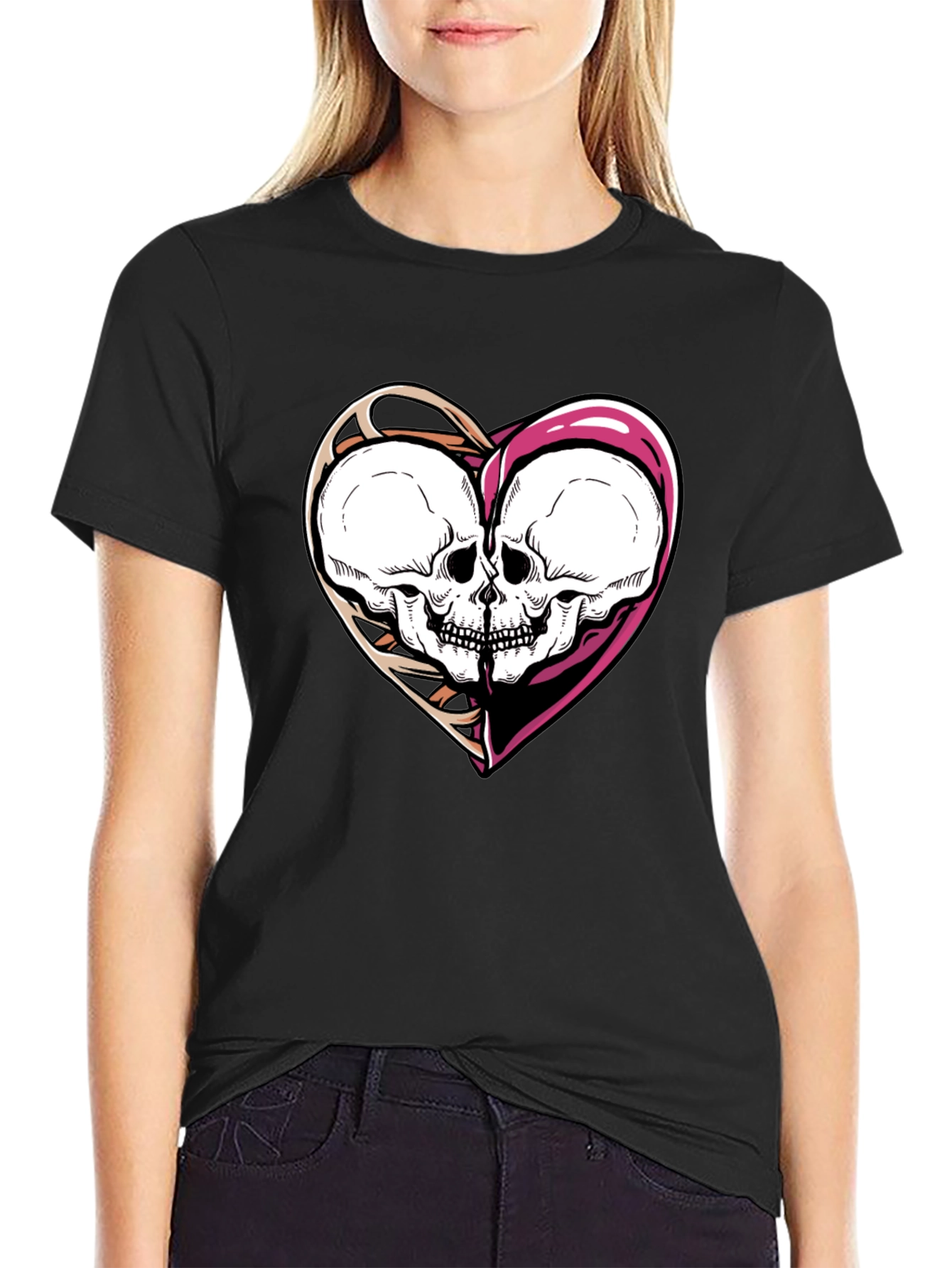 Skull Heart Graphic Tee - Unisex Black T-Shirt