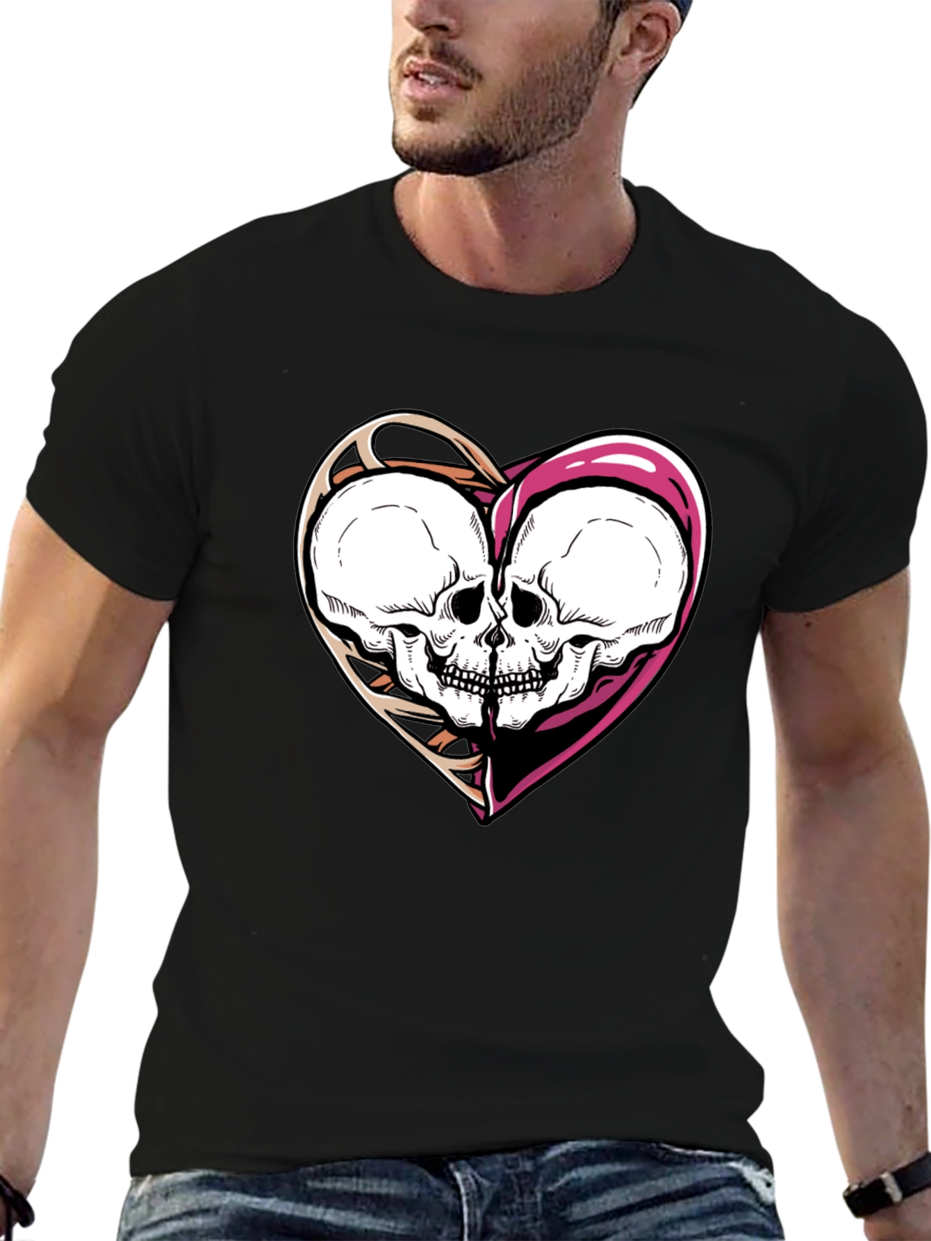 Skull Heart Graphic Tee - Unisex Black T-Shirt