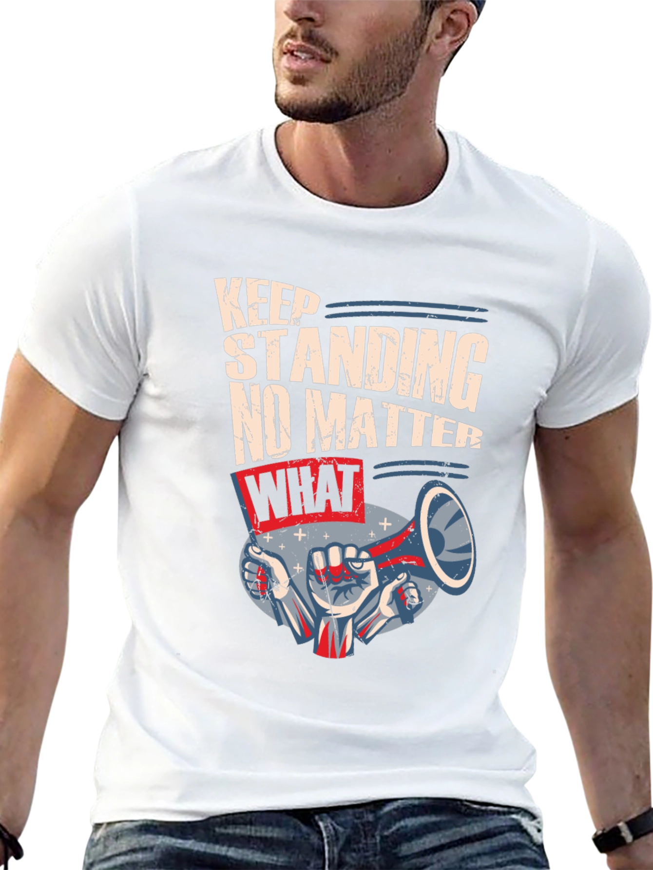 Keep Standing Mens Black Graphic Tee