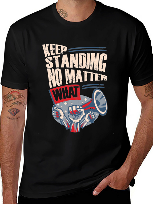 Keep Standing Mens Black Graphic Tee