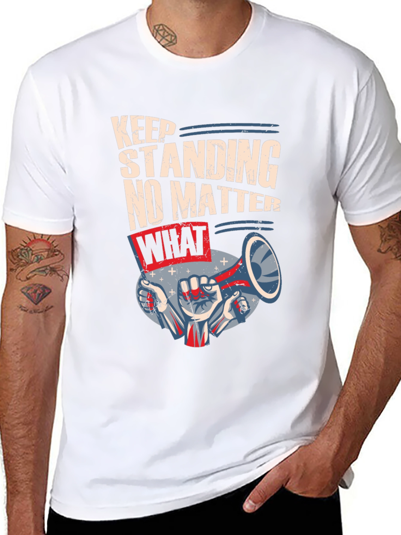 Keep Standing Mens Black Graphic Tee