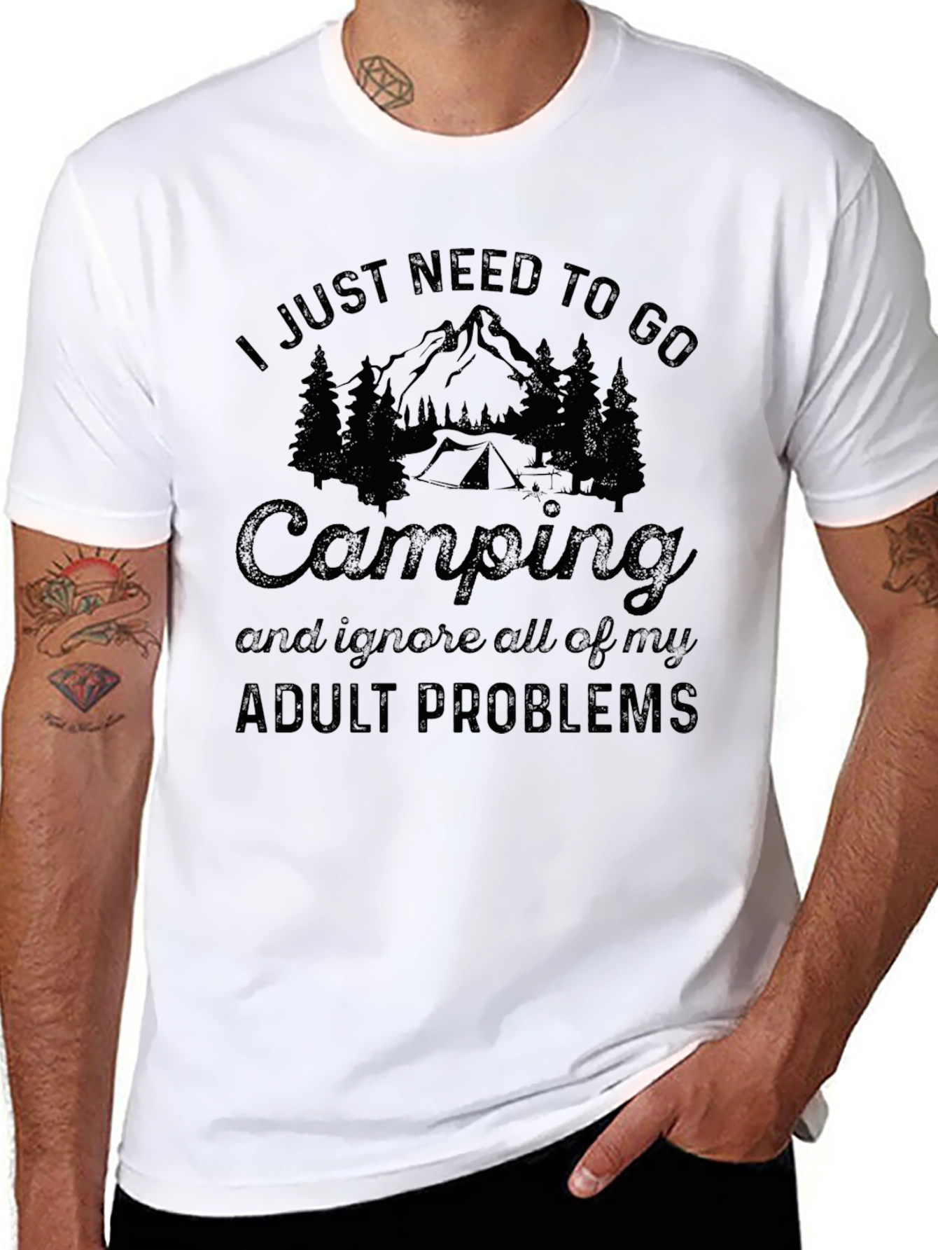 Camping Adult Problems T-Shirt - Black