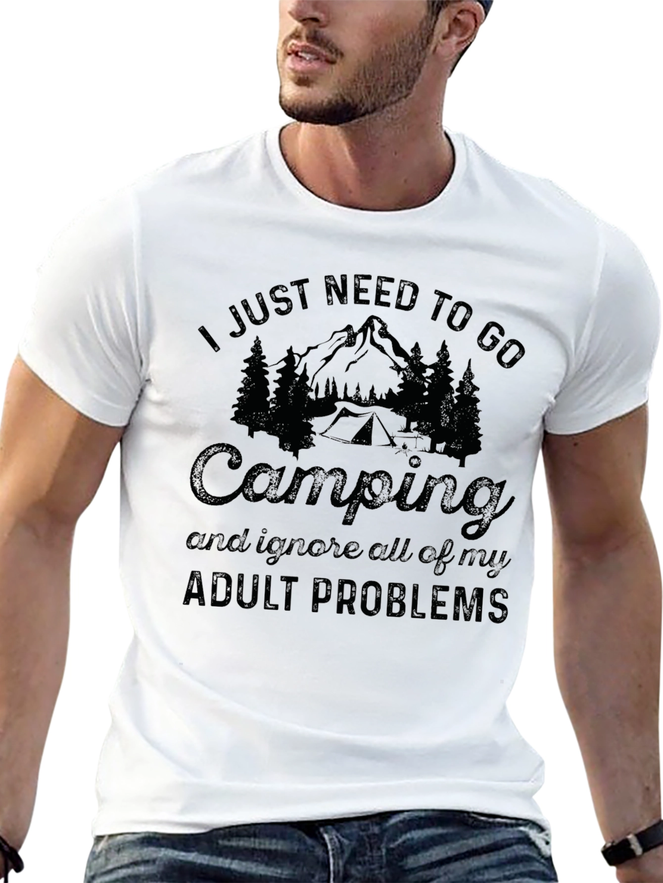 Camping Adult Problems T-Shirt - Black
