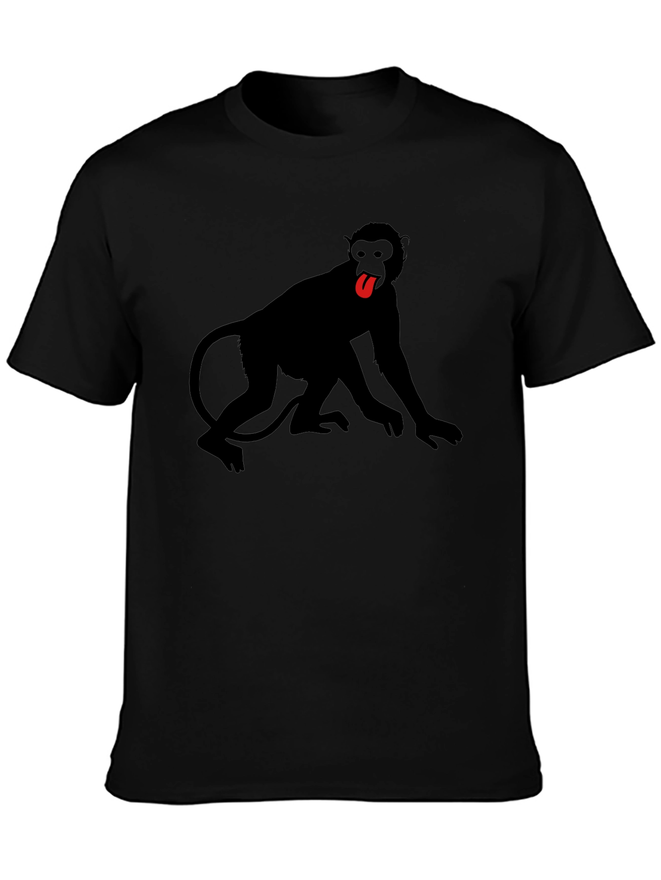 Monkey Tongue Out Graphic Tee - Black