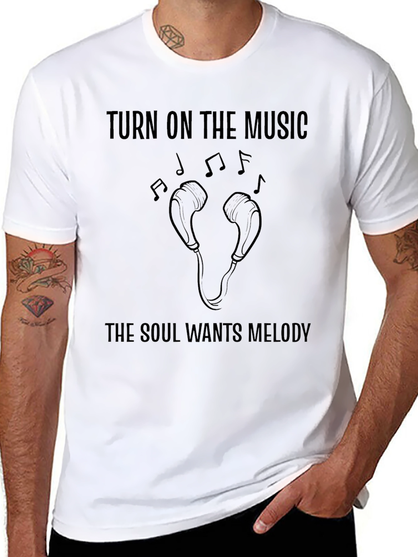Turn on Music Soul Wants Melody Graphic Tee
