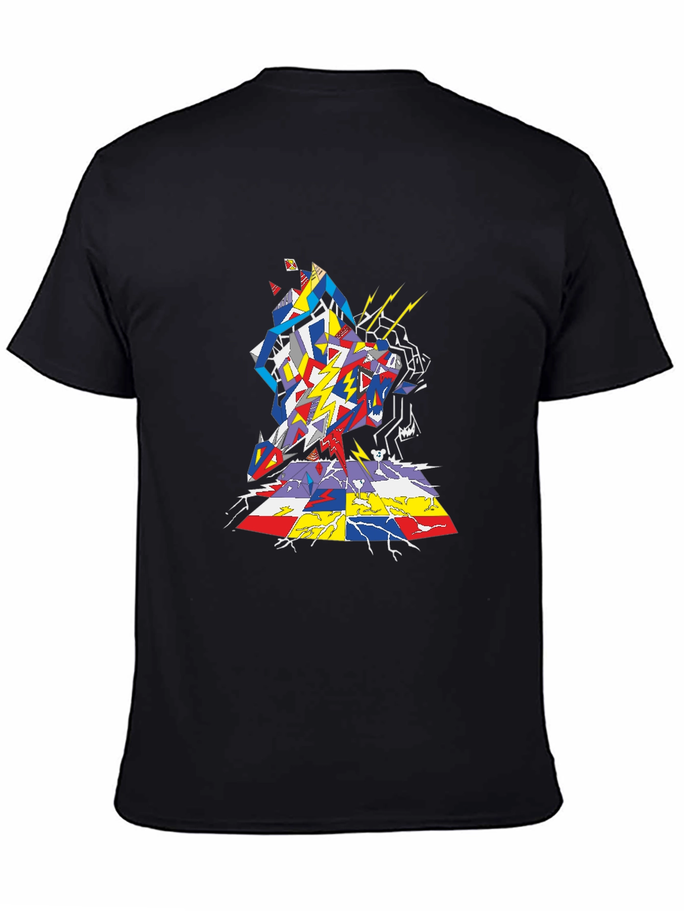 Abstract Geometric Graphic Tee - Black