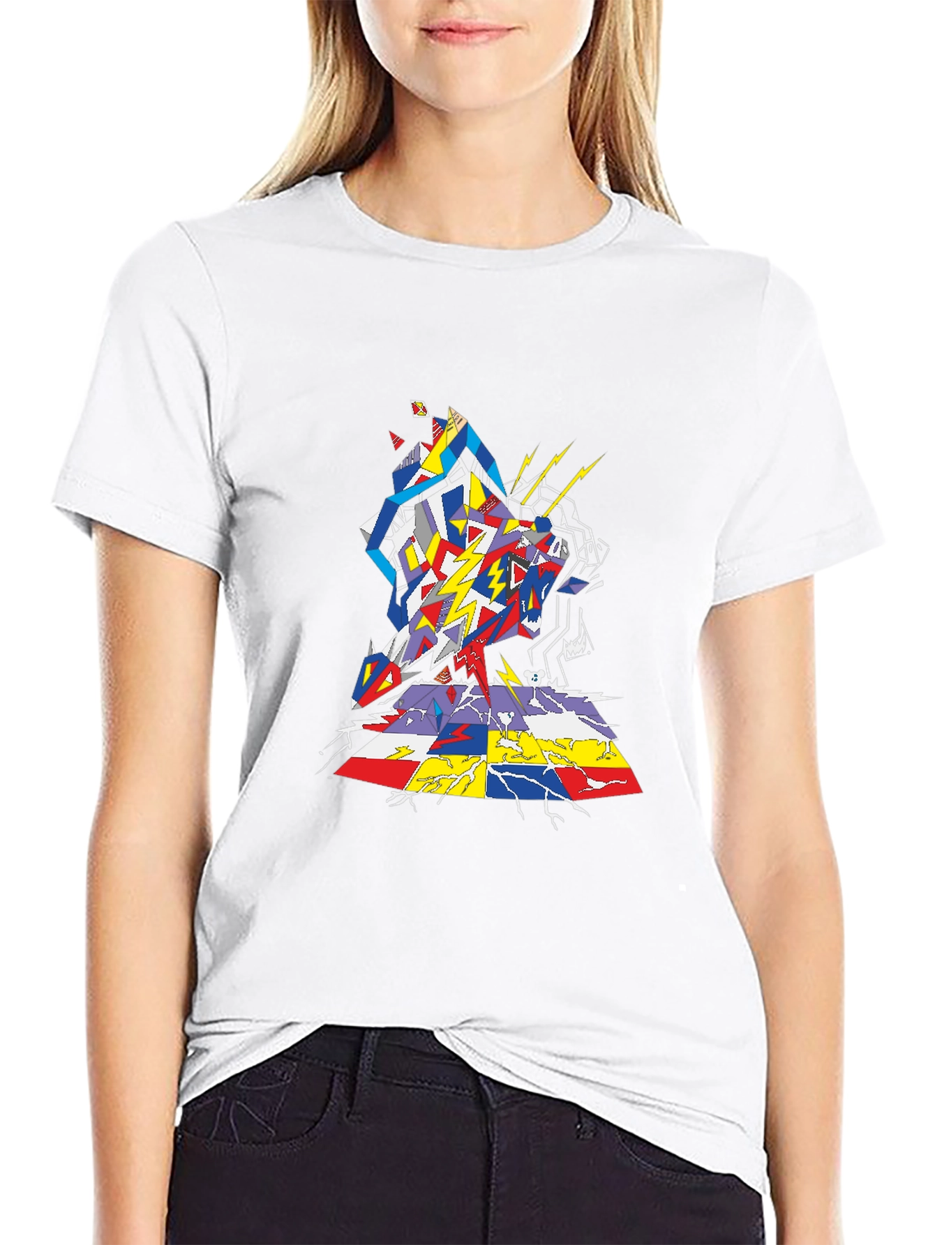 Abstract Geometric Graphic Tee - Black
