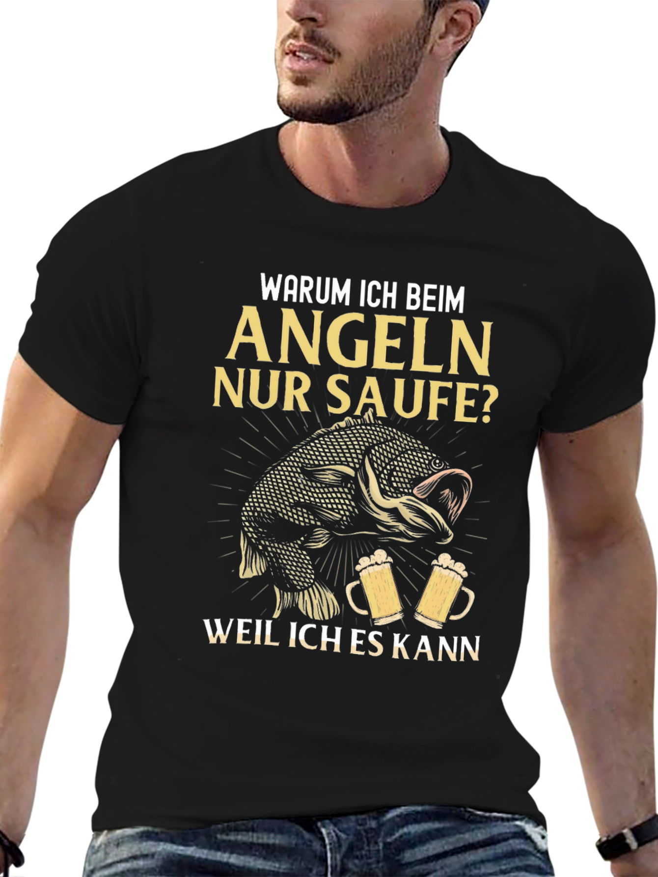 Fishing & Beer T-Shirt - Warum Ich Beim Angeln