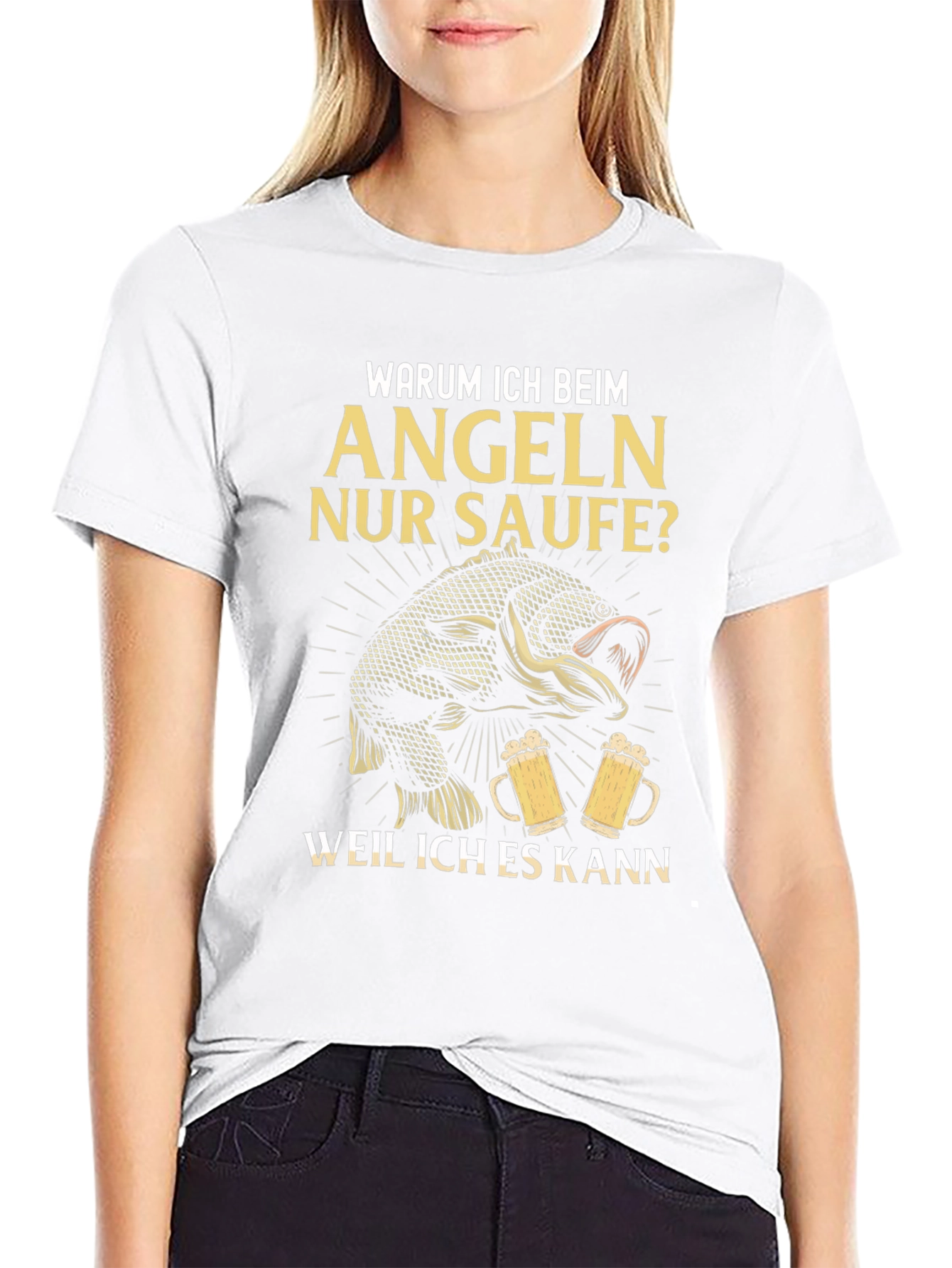 Fishing & Beer T-Shirt - Warum Ich Beim Angeln