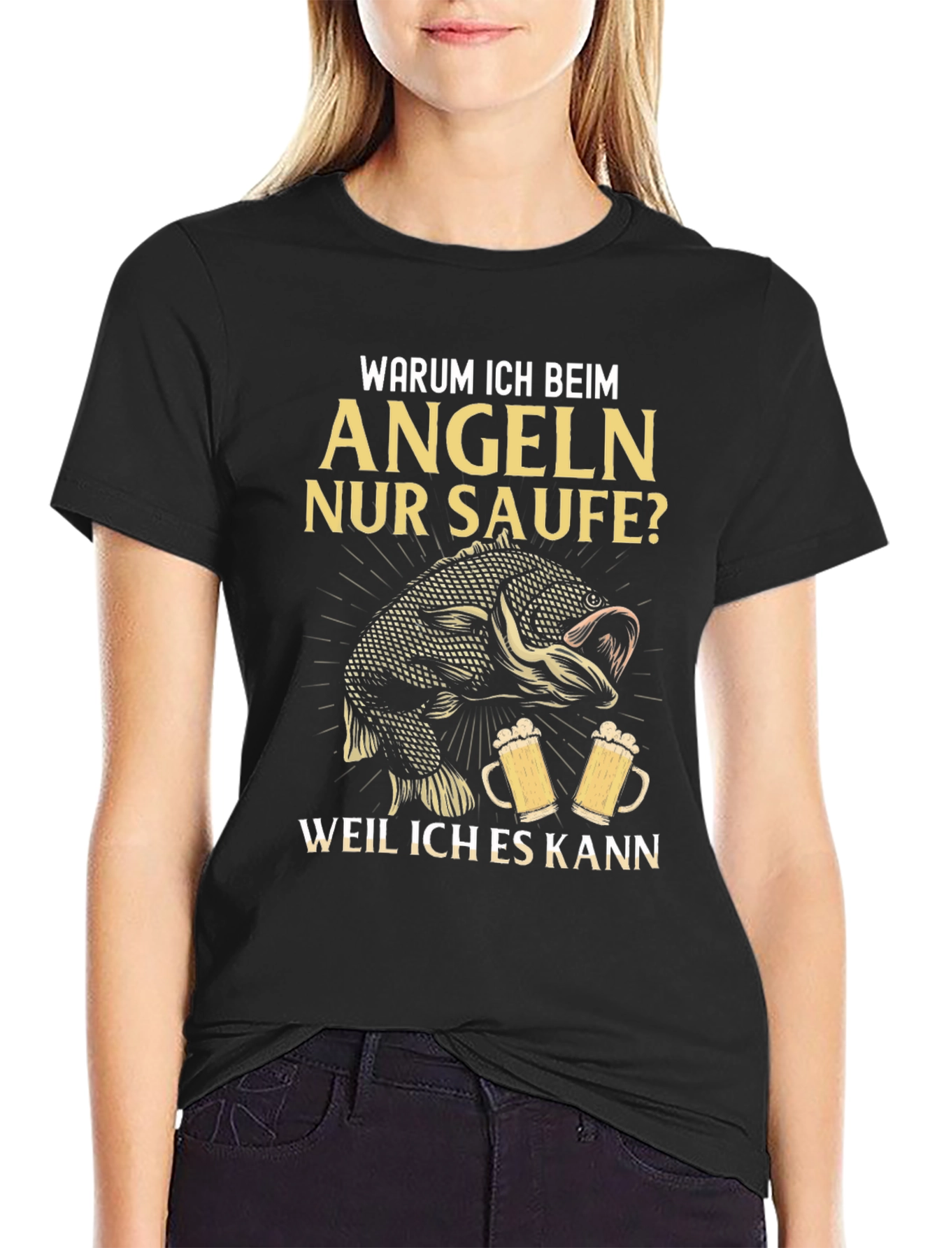Fishing & Beer T-Shirt - Warum Ich Beim Angeln