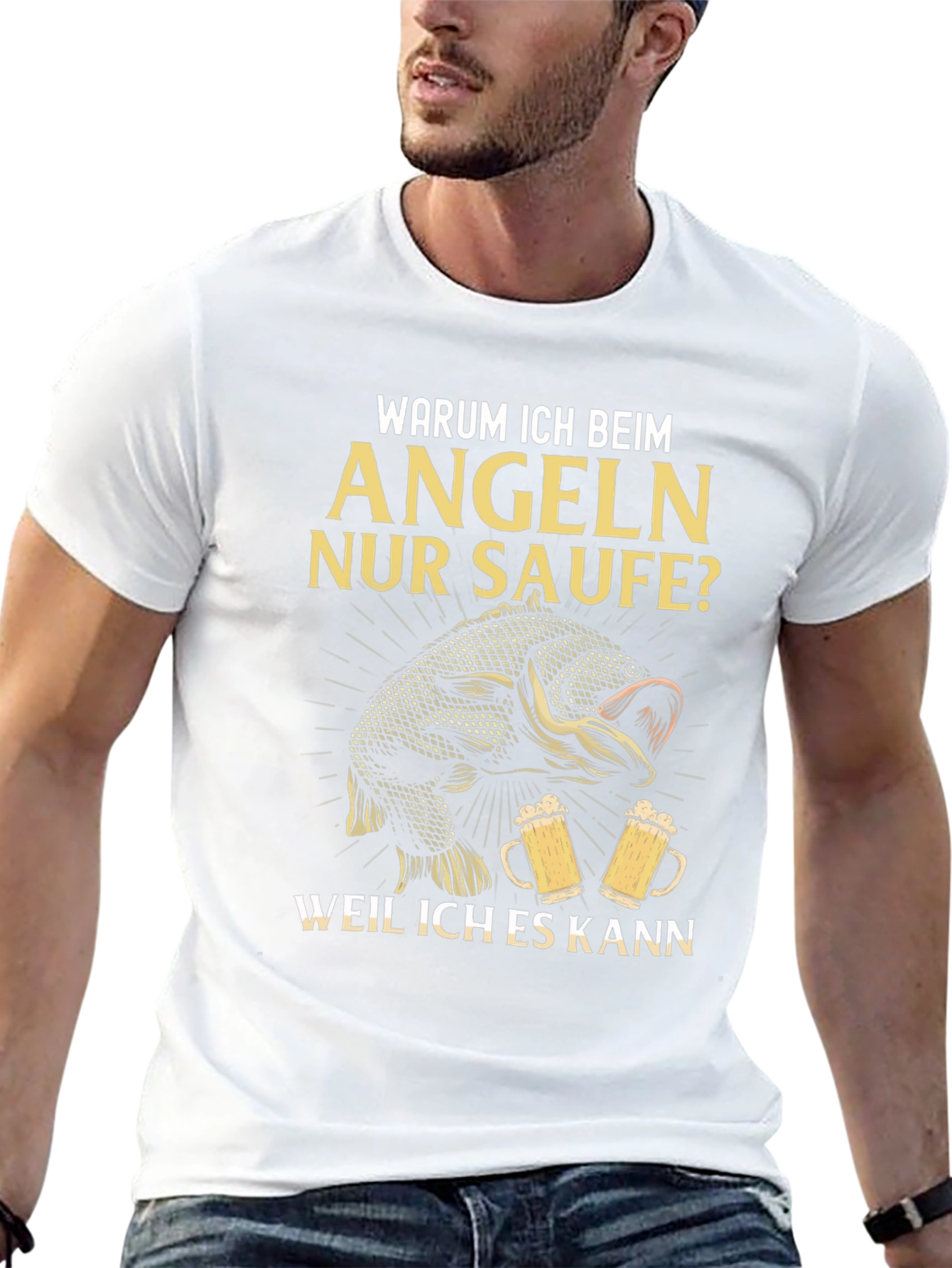 Fishing & Beer T-Shirt - Warum Ich Beim Angeln