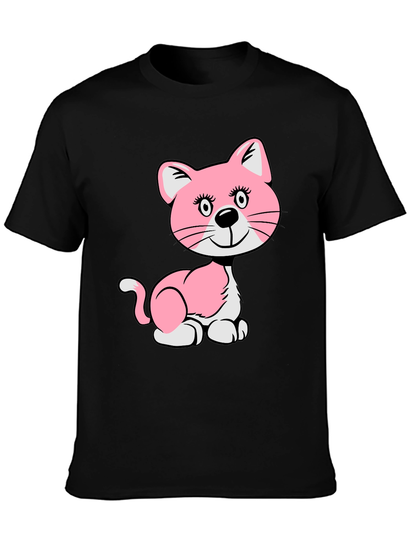 Cute Pink Cat Graphic T-Shirt - Unisex