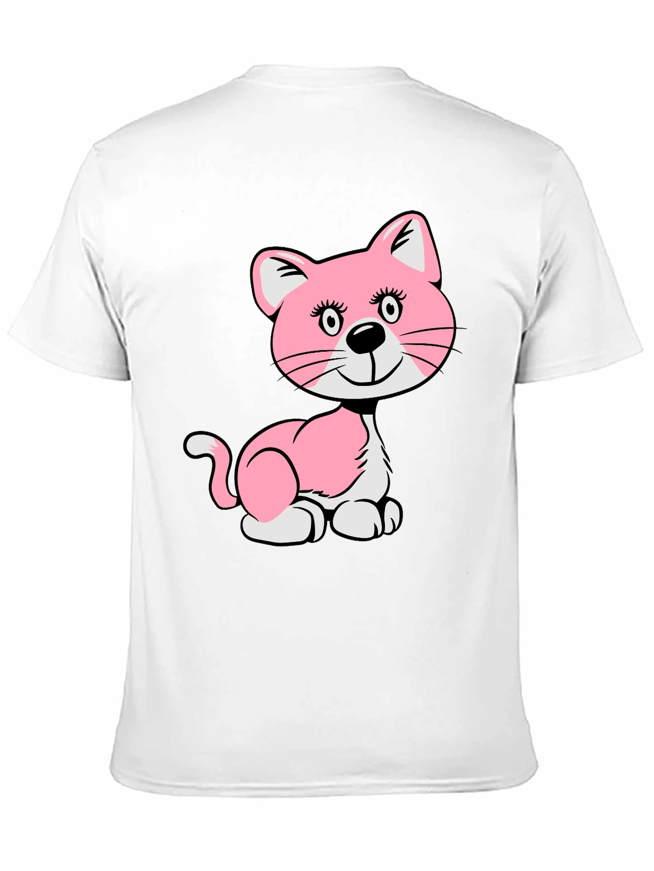 Cute Pink Cat Graphic T-Shirt - Unisex
