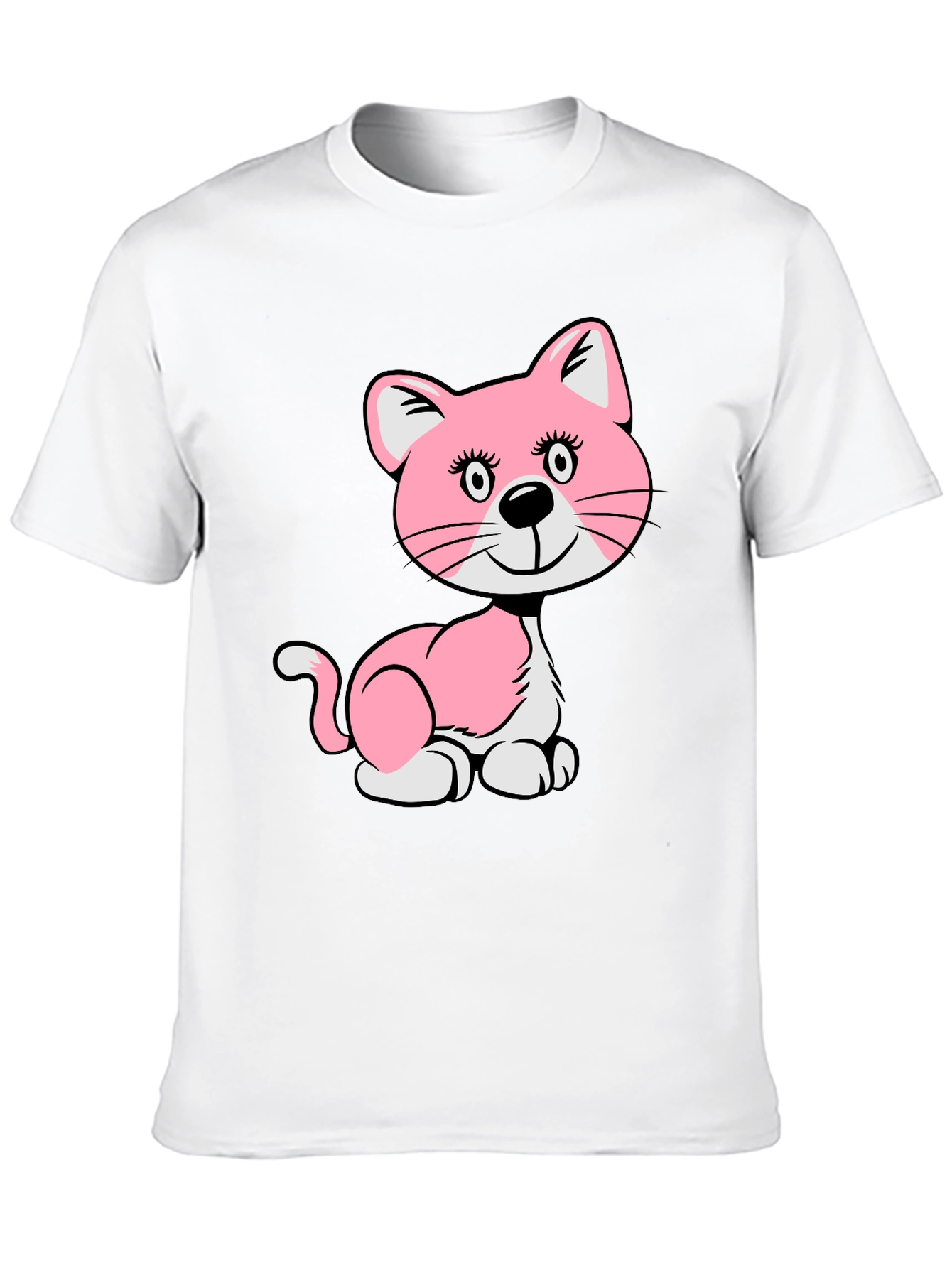 Cute Pink Cat Graphic T-Shirt - Unisex