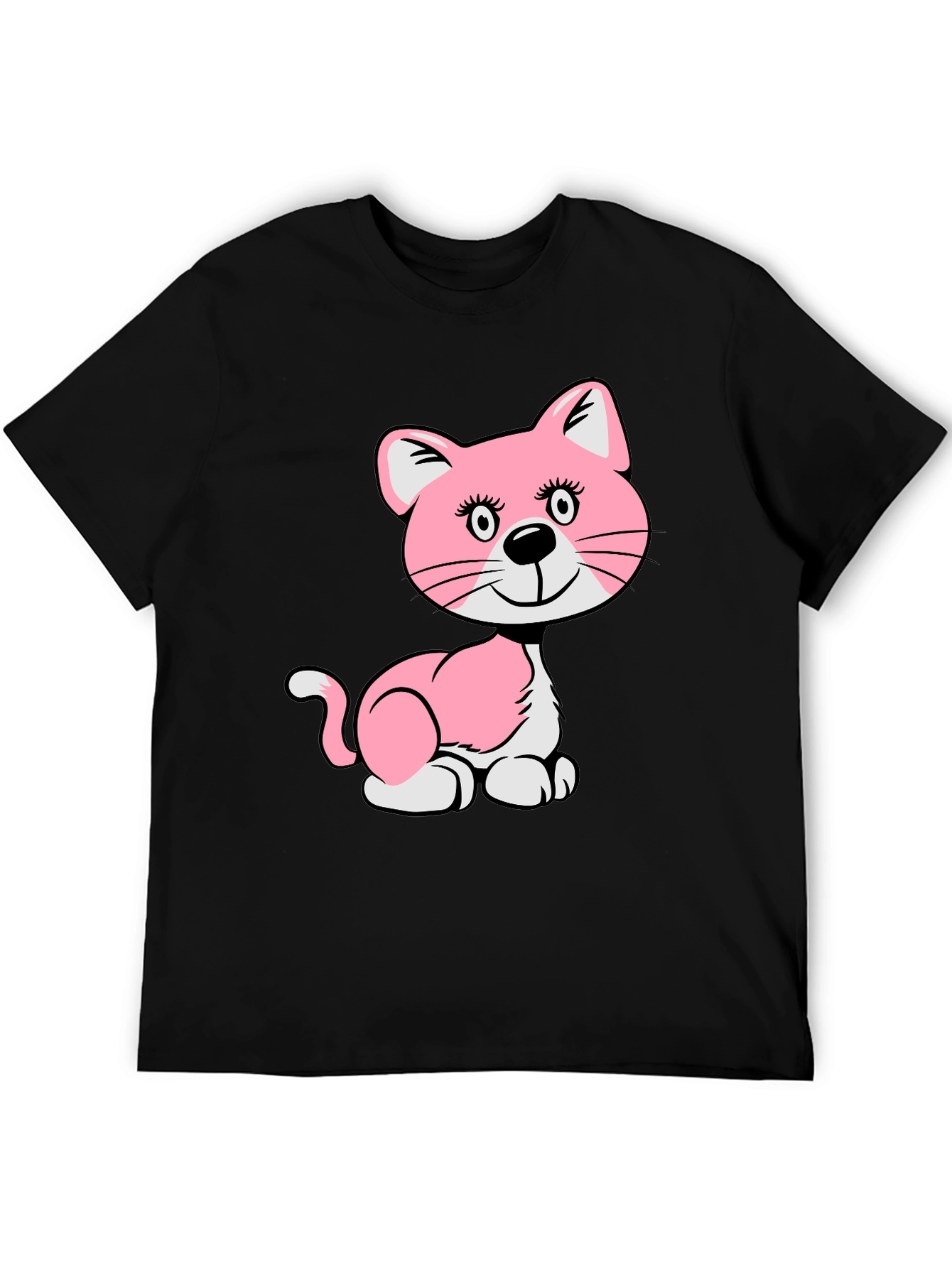 Cute Pink Cat Graphic T-Shirt - Unisex