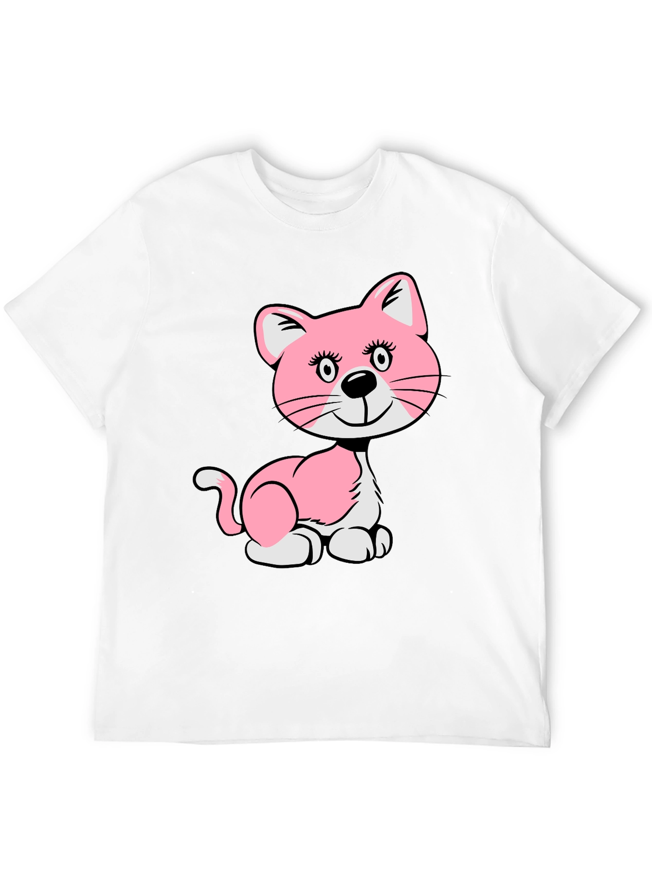 Cute Pink Cat Graphic T-Shirt - Unisex