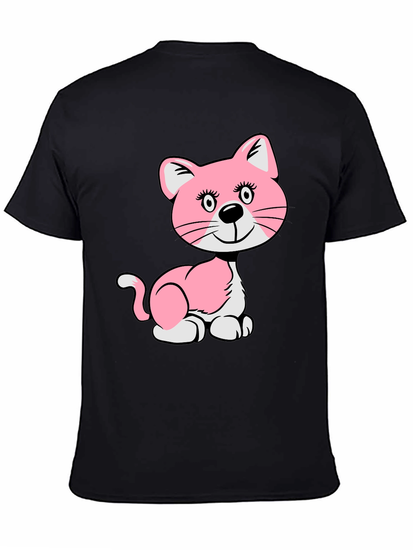 Cute Pink Cat Graphic T-Shirt - Unisex