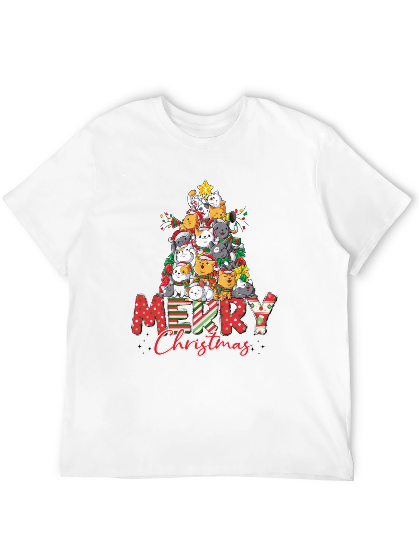 Cat Christmas Tree Graphic T-Shirt