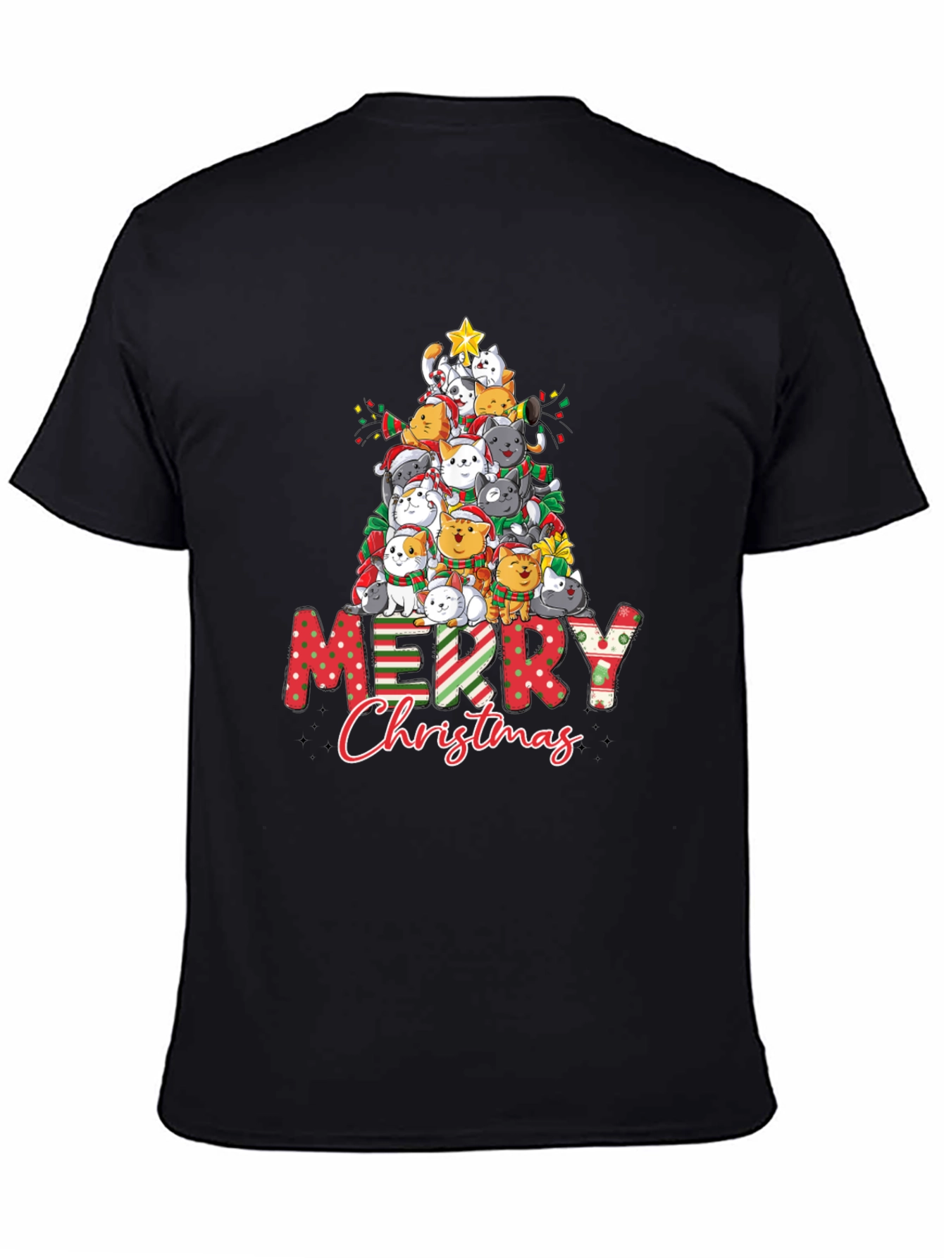 Cat Christmas Tree Graphic T-Shirt