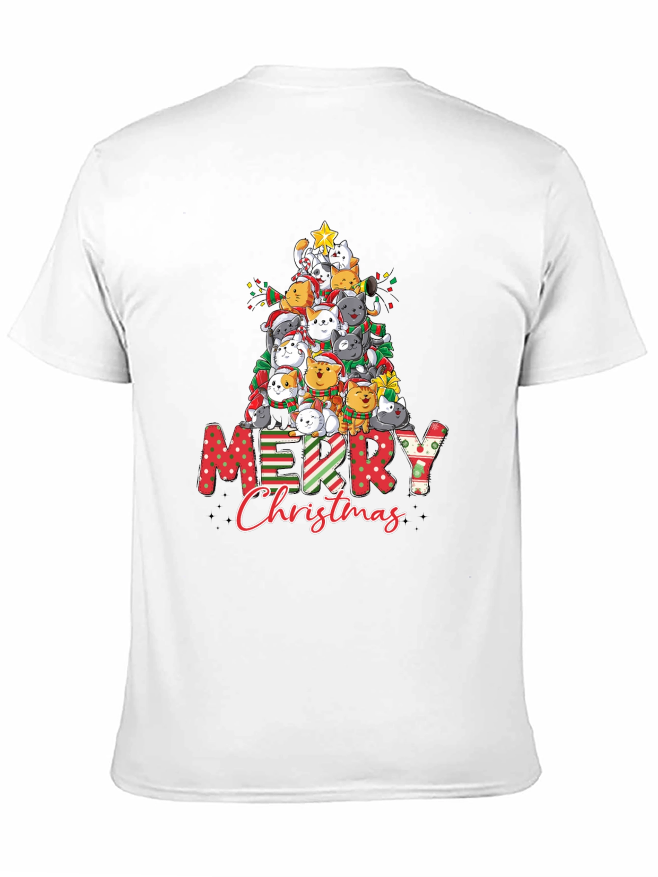 Cat Christmas Tree Graphic T-Shirt