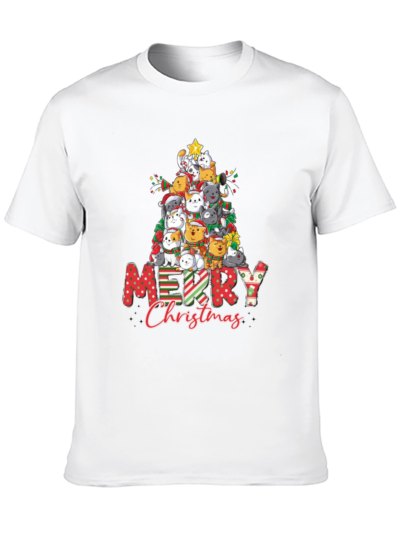 Cat Christmas Tree Graphic T-Shirt