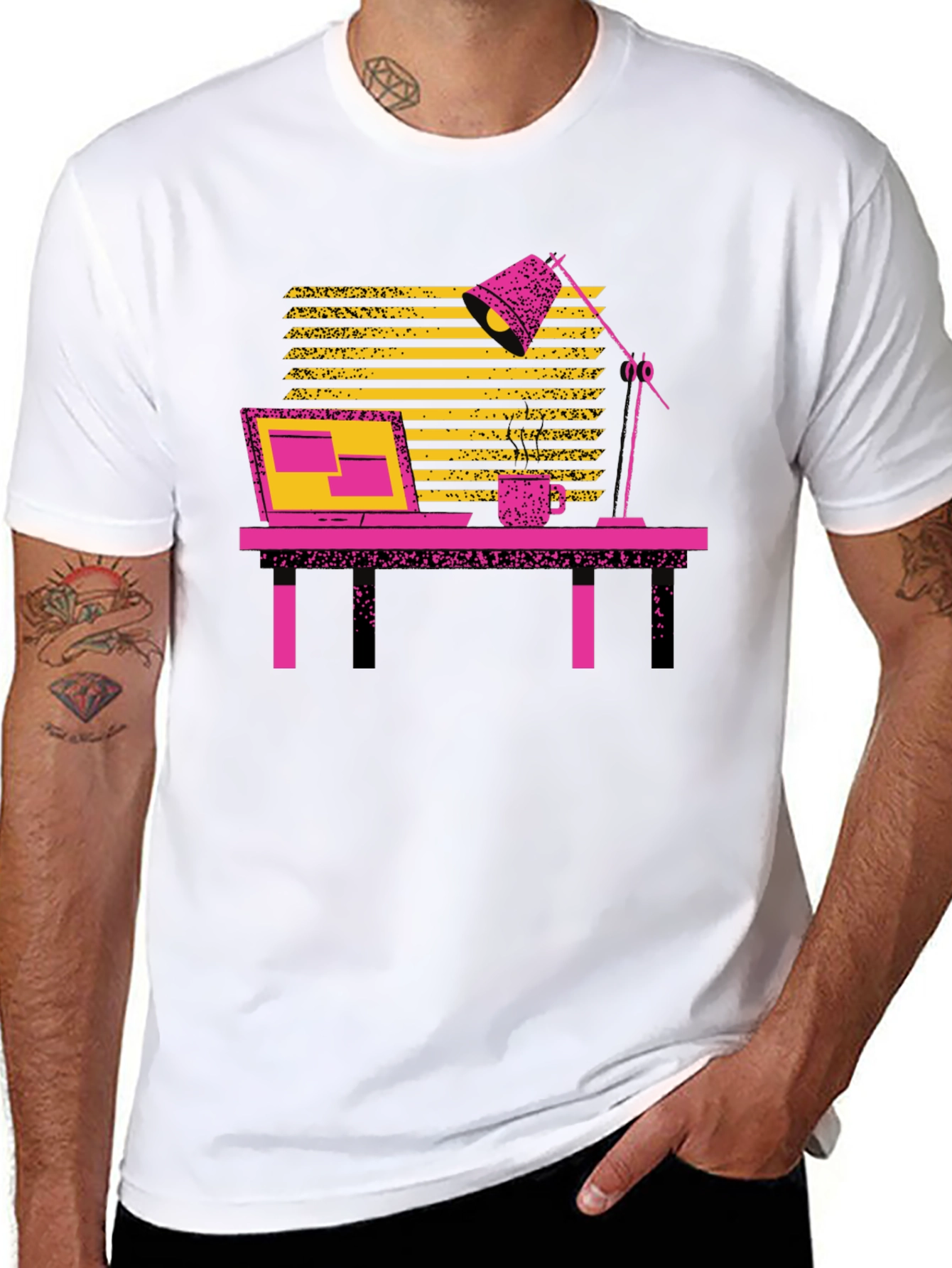 Retro Office T-Shirt - Black Cotton Blend