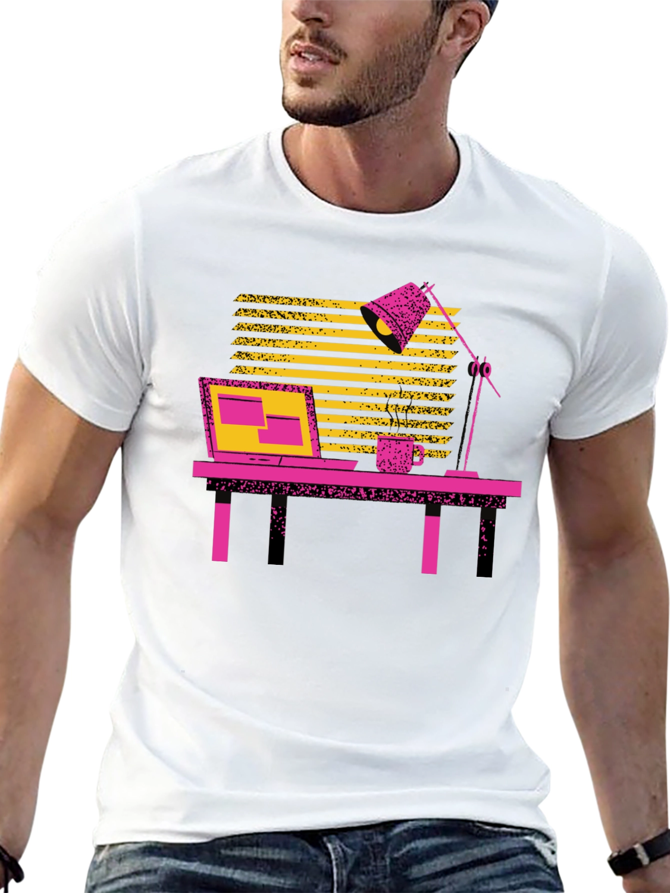 Retro Office T-Shirt - Black Cotton Blend