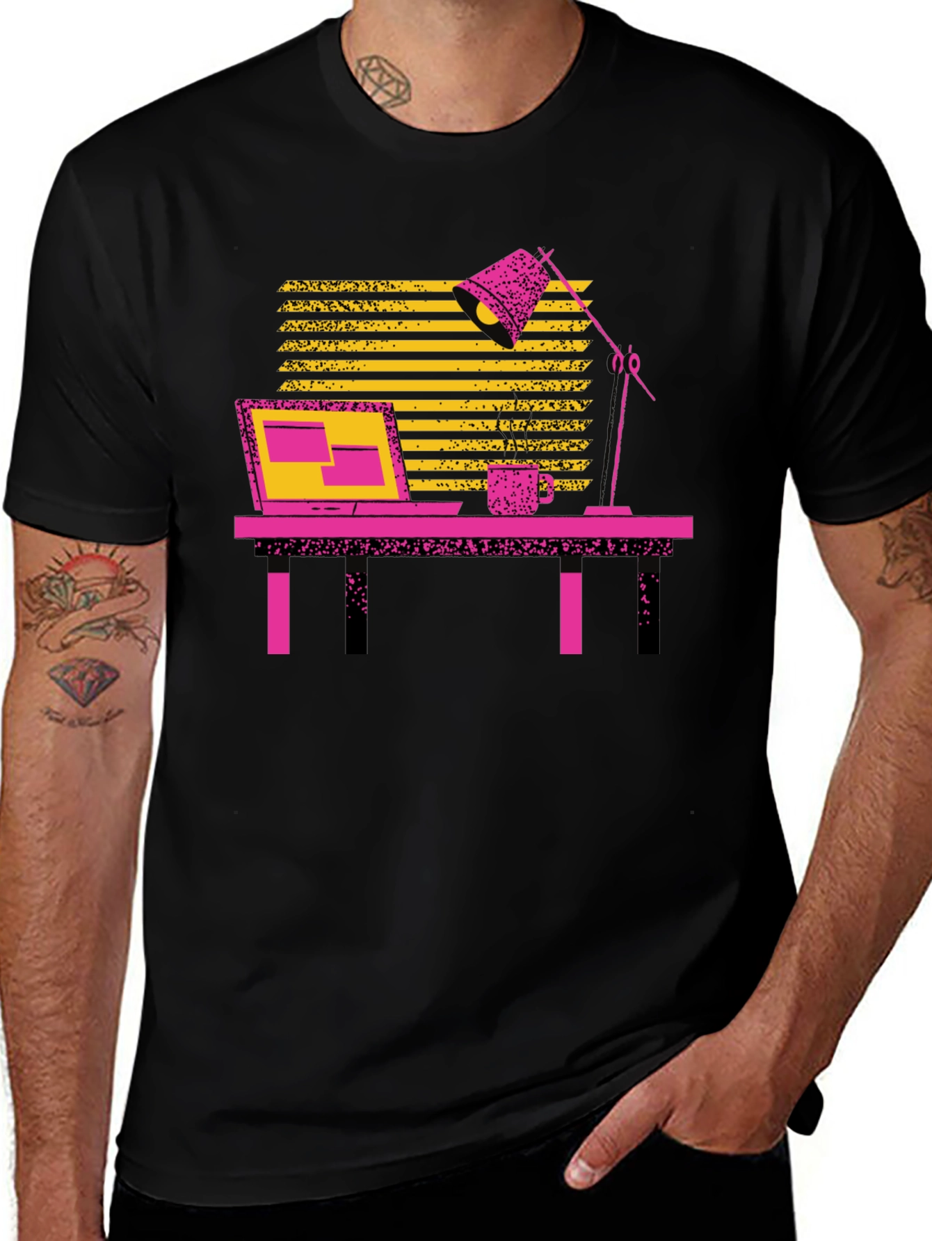 Retro Office T-Shirt - Black Cotton Blend