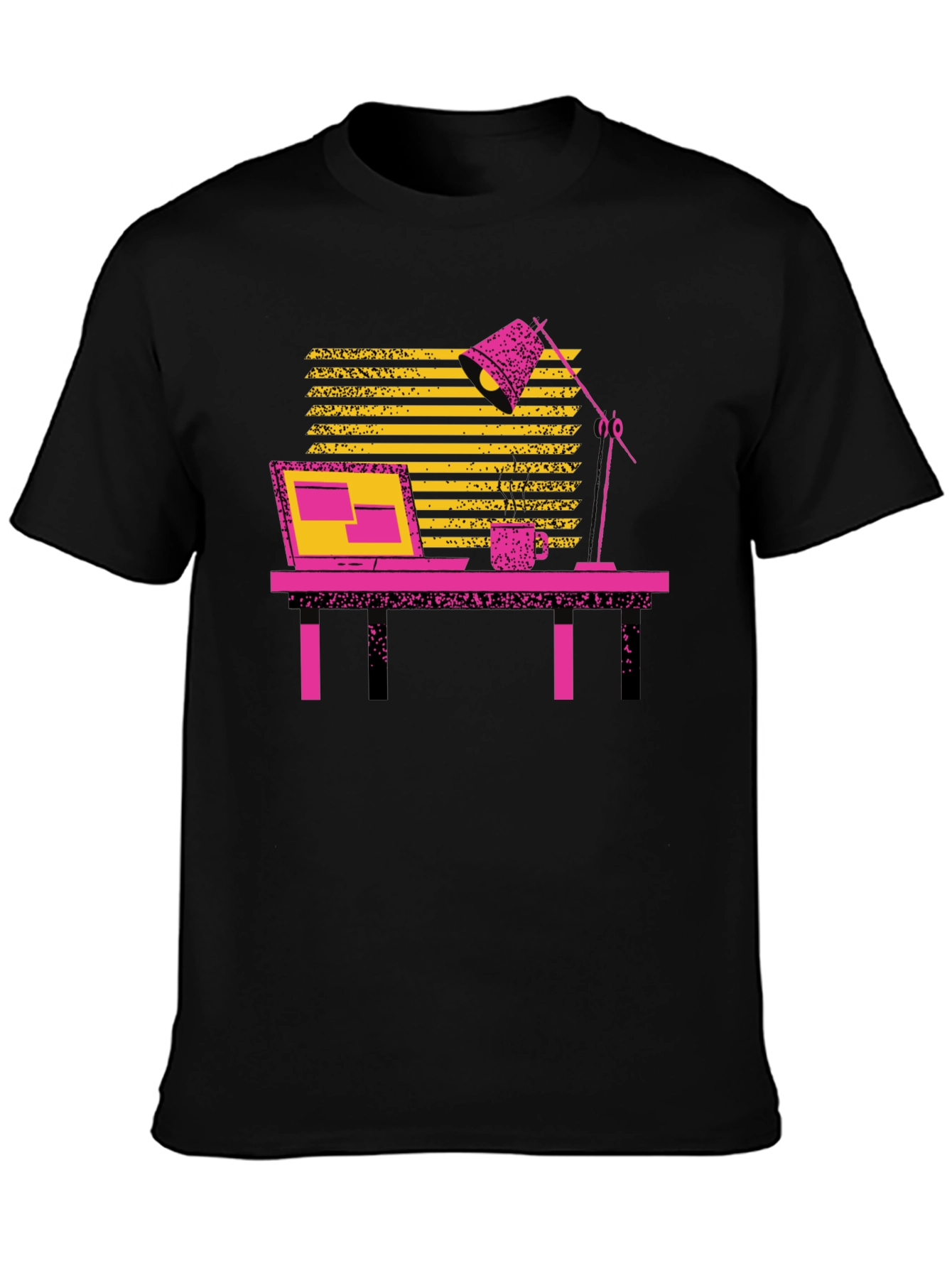 Retro Office T-Shirt - Black Cotton Blend