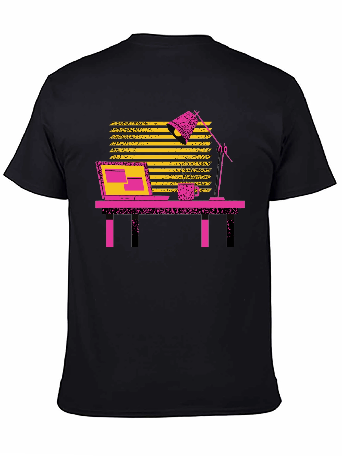Retro Office T-Shirt - Black Cotton Blend