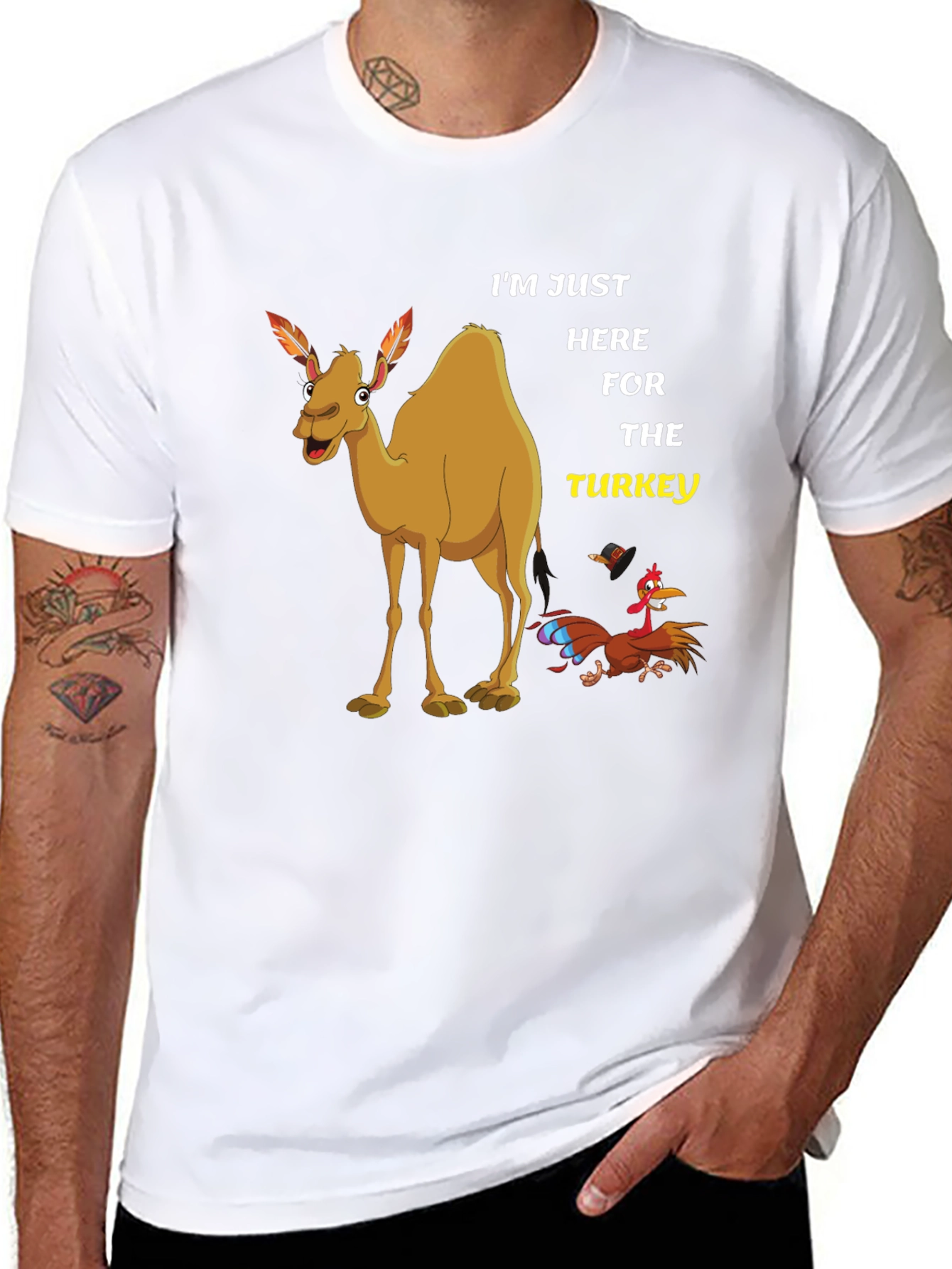 Funny Thanksgiving Camel Turkey Graphic Tee