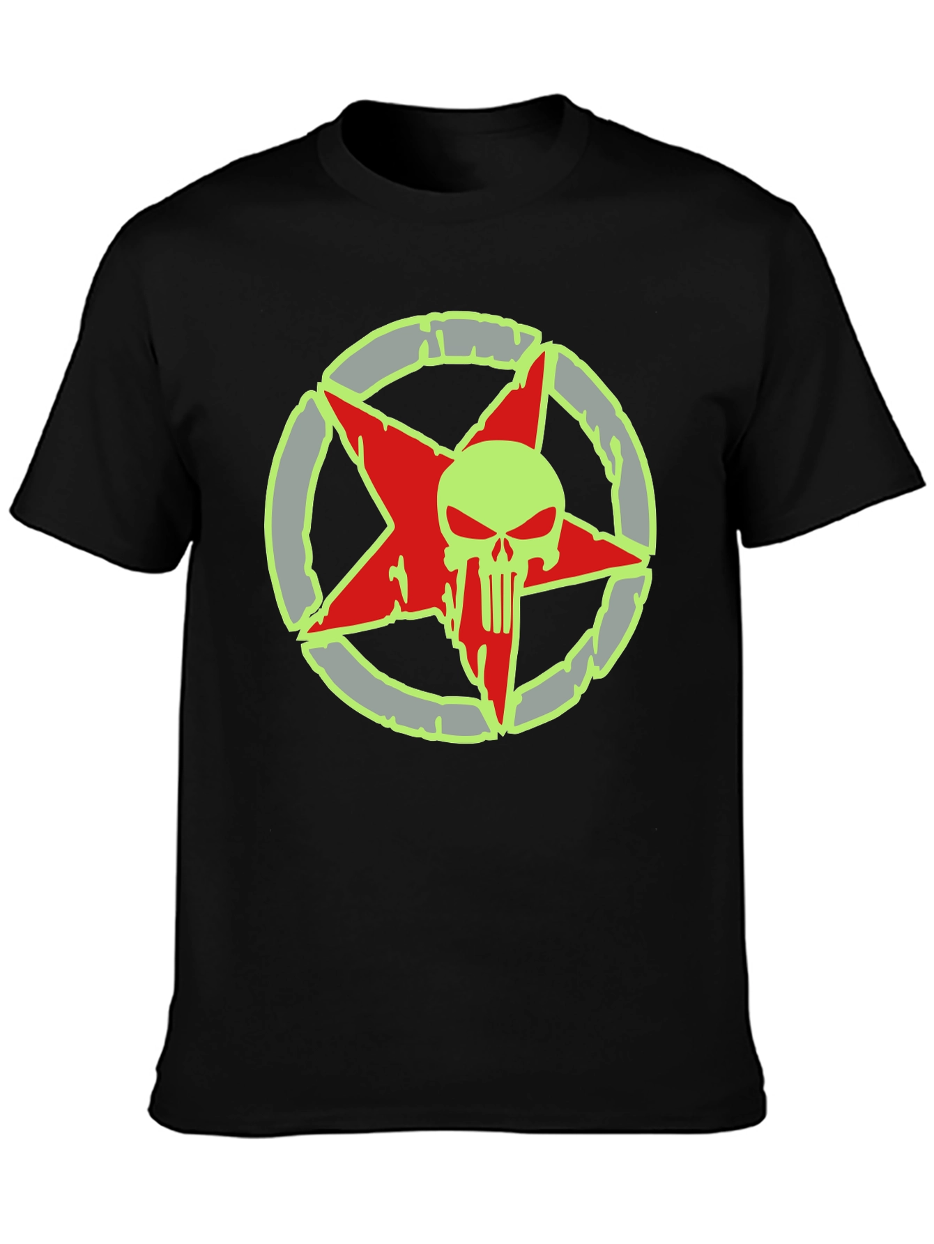 Skull Star Graphic Print Black T-Shirt