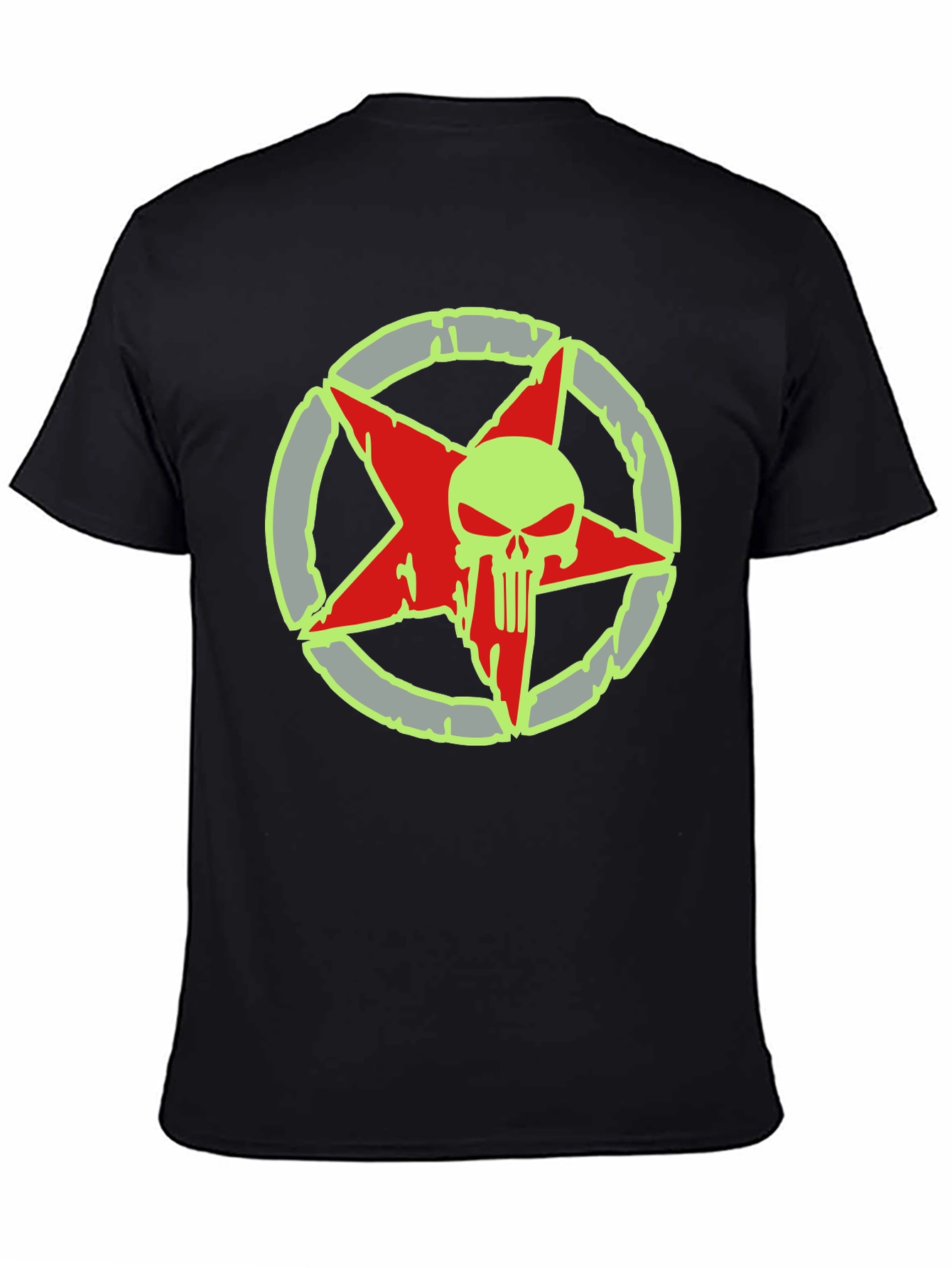 Skull Star Graphic Print Black T-Shirt
