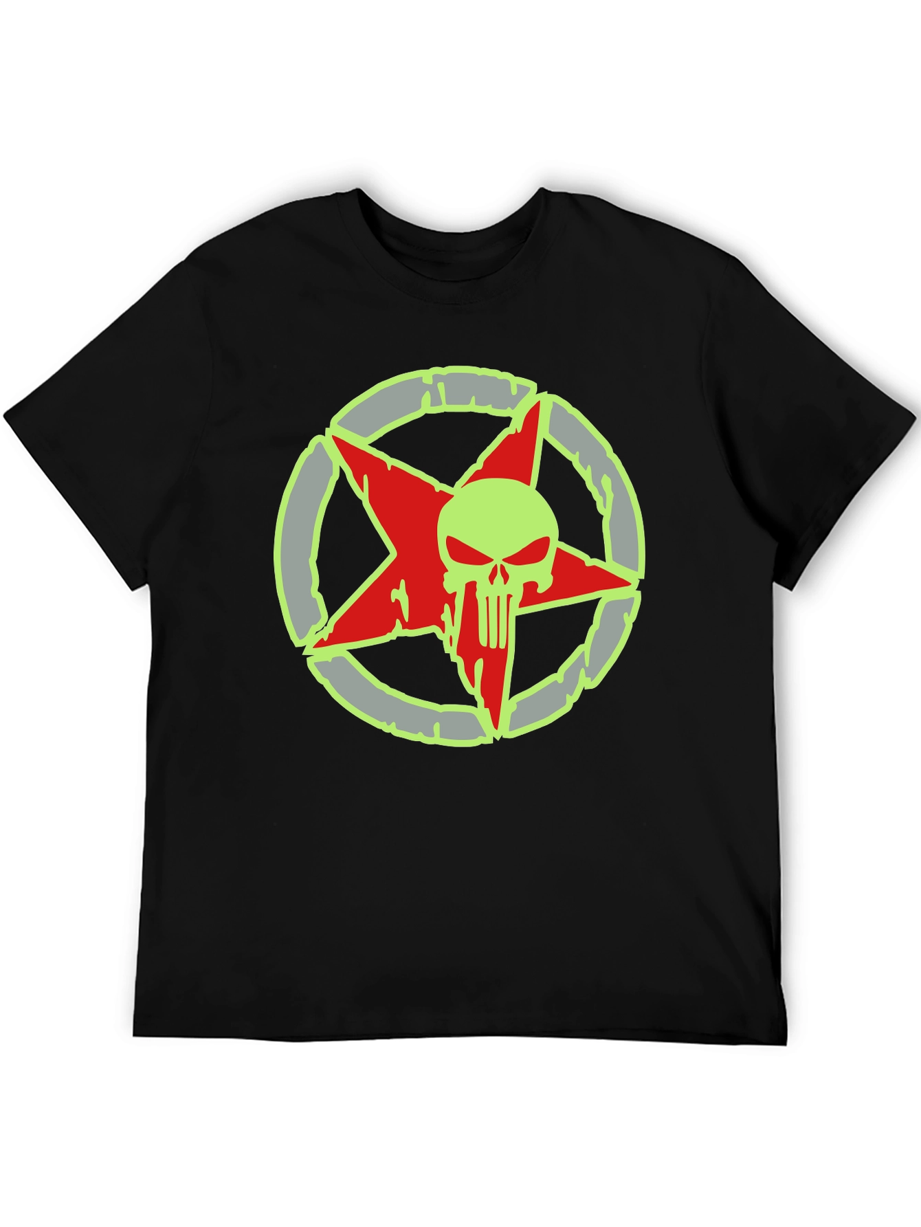 Skull Star Graphic Print Black T-Shirt