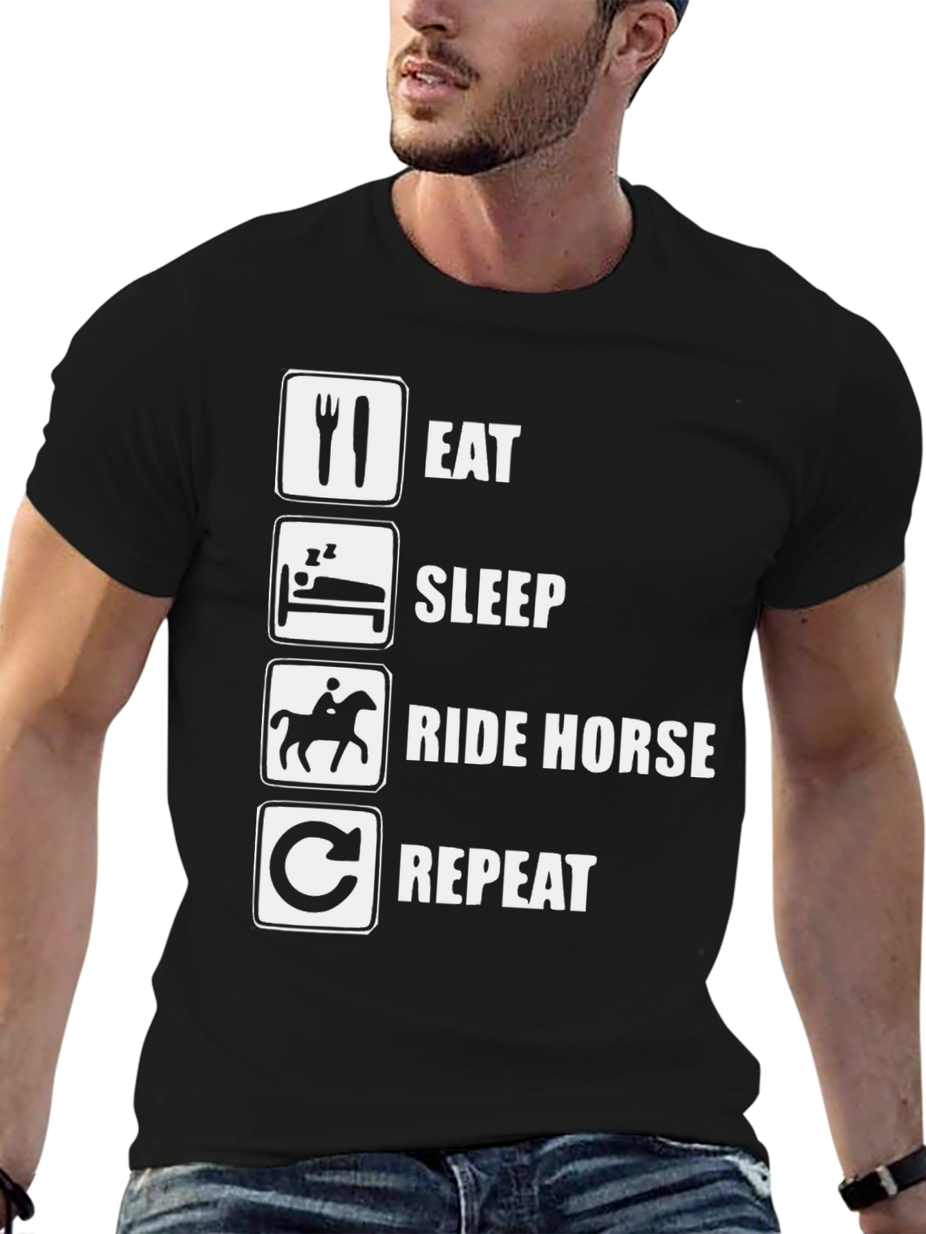 Eat Sleep Ride Horse Repeat Graphic Tee