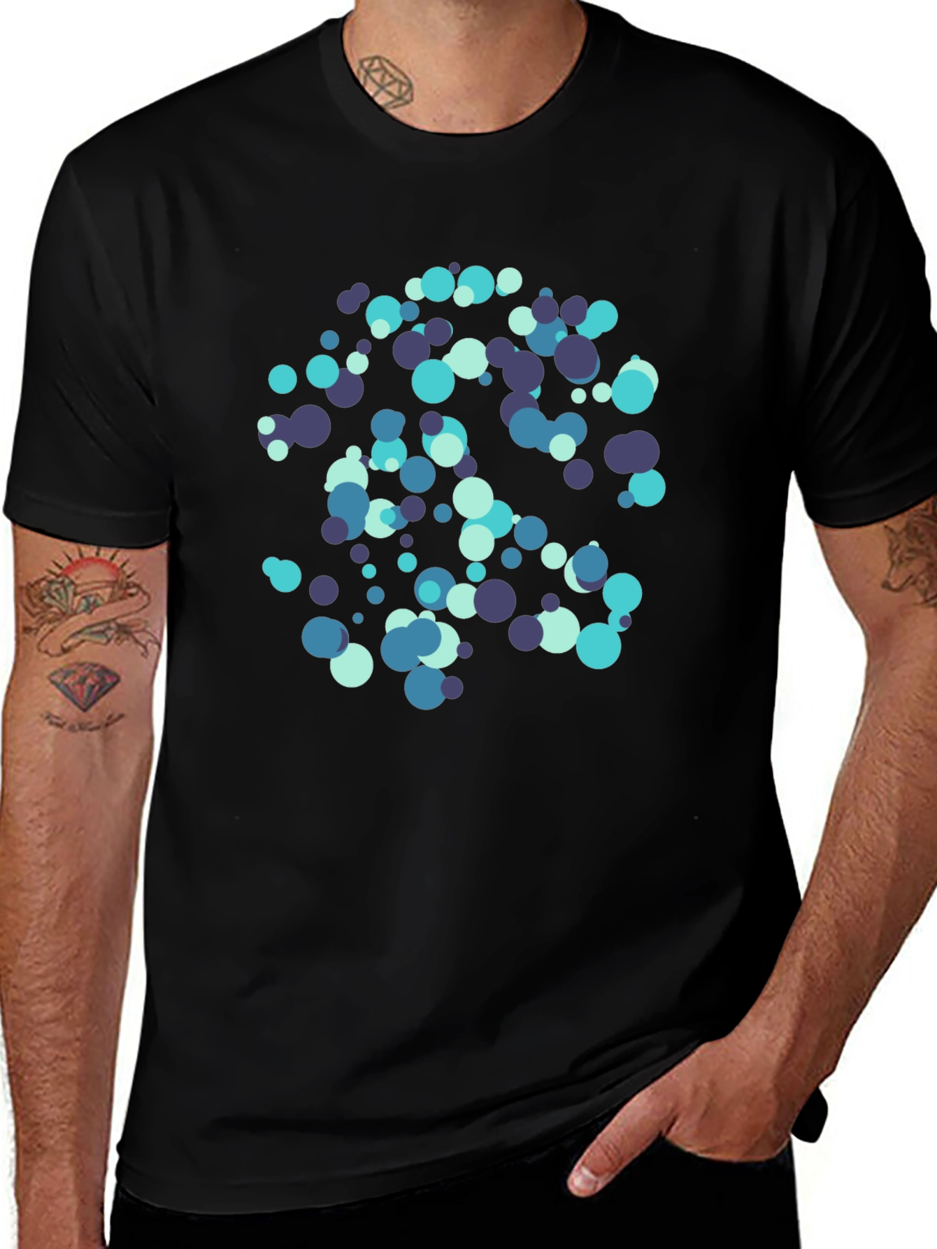 Abstract Circles Black T-Shirt - Modern Design