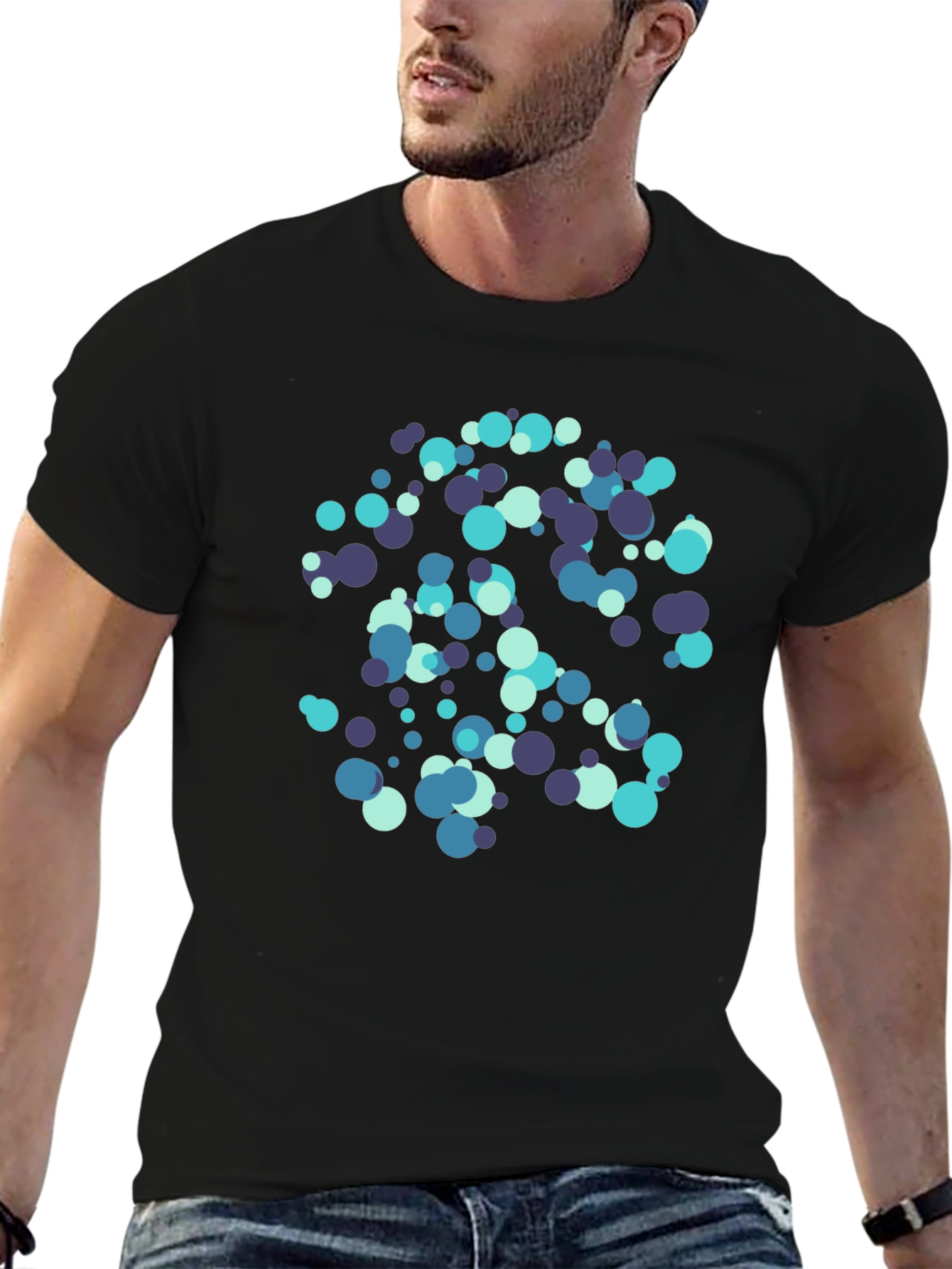 Abstract Circles Black T-Shirt - Modern Design