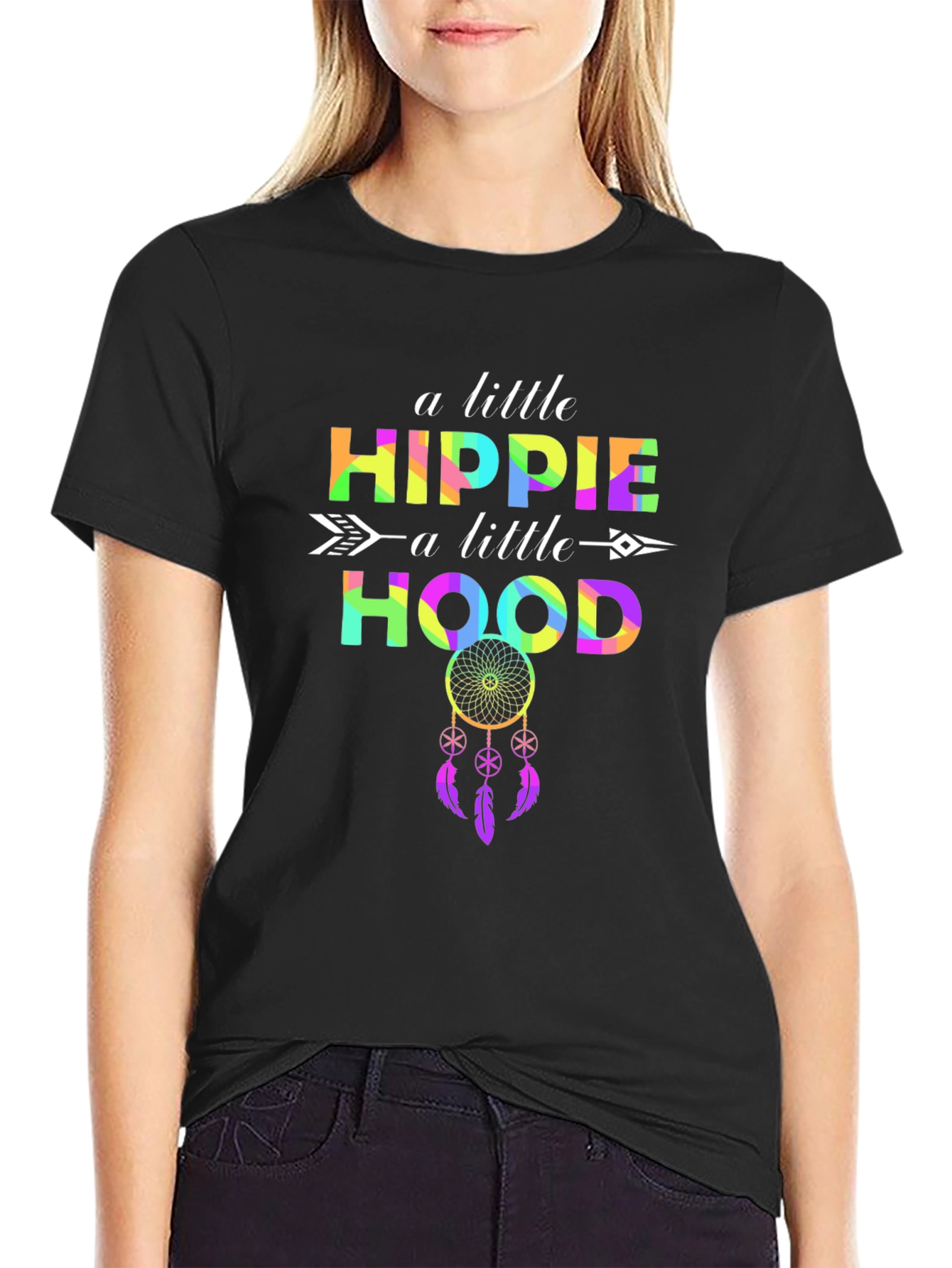 Hippie Hood T-Shirt Dreamcatcher Graphic Tee - Mens