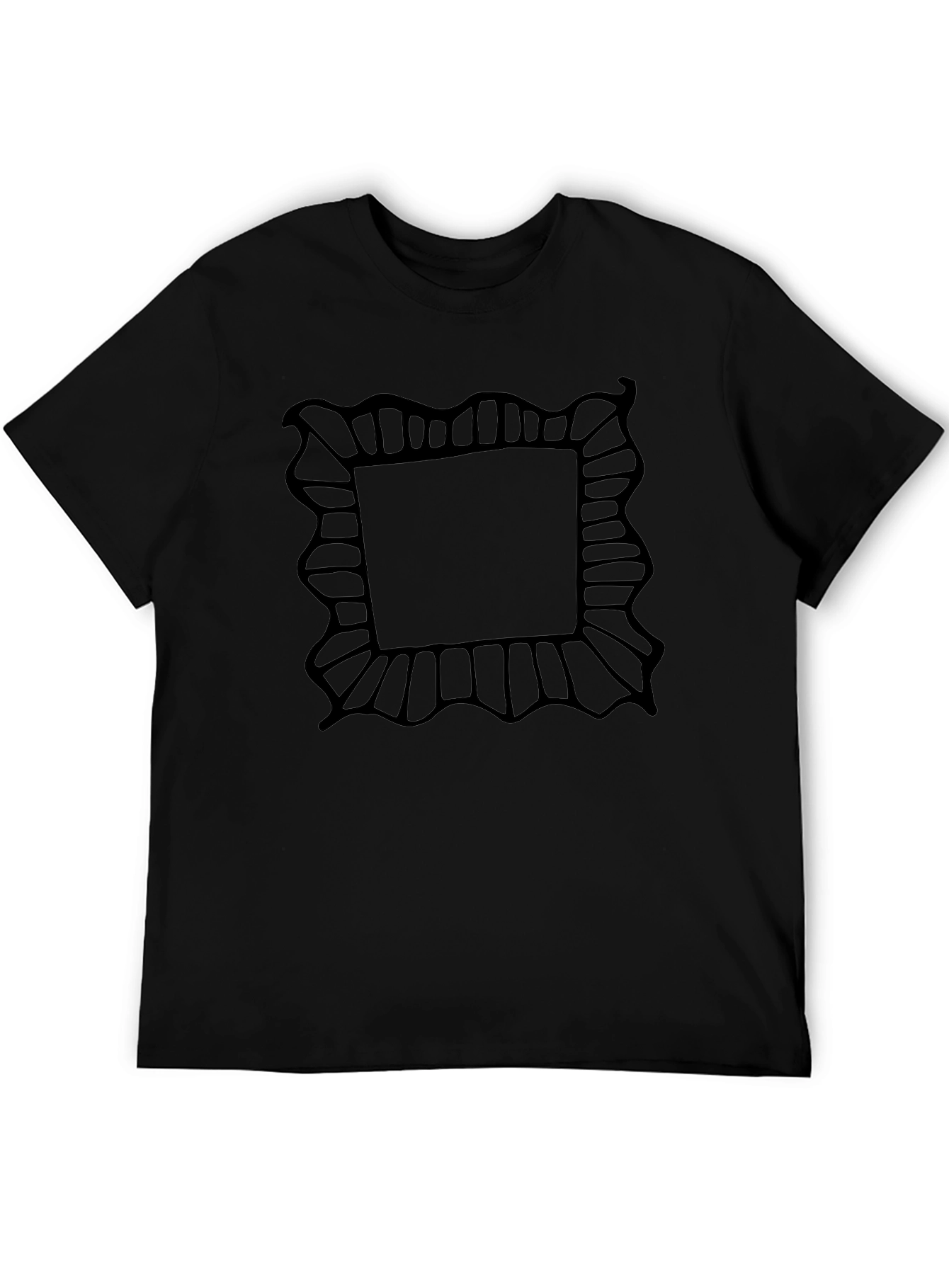 Black T-Shirt with Abstract Frame Design