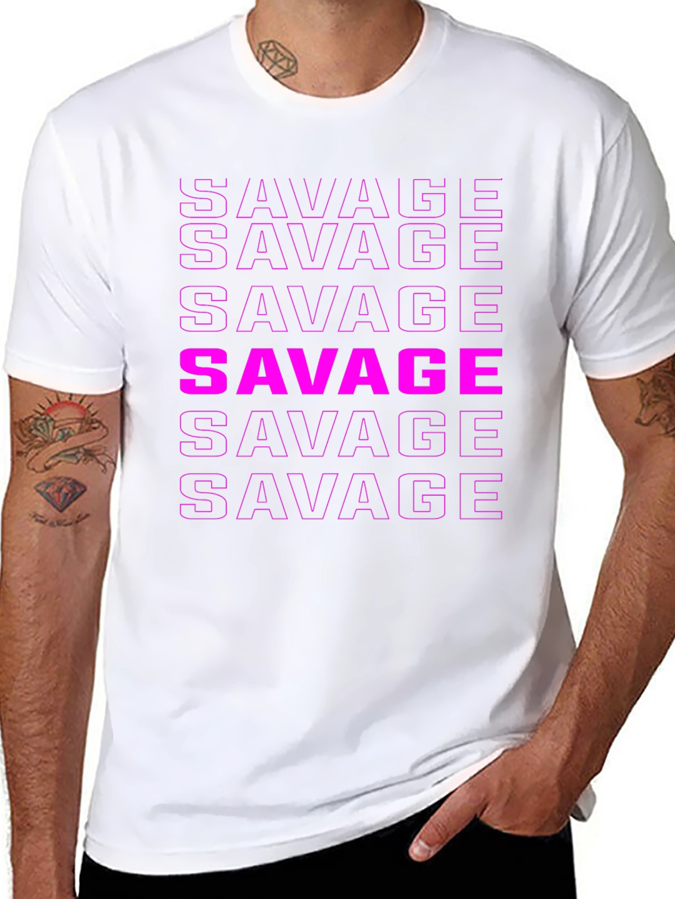 Savage Text Graphic Print Tee - Black