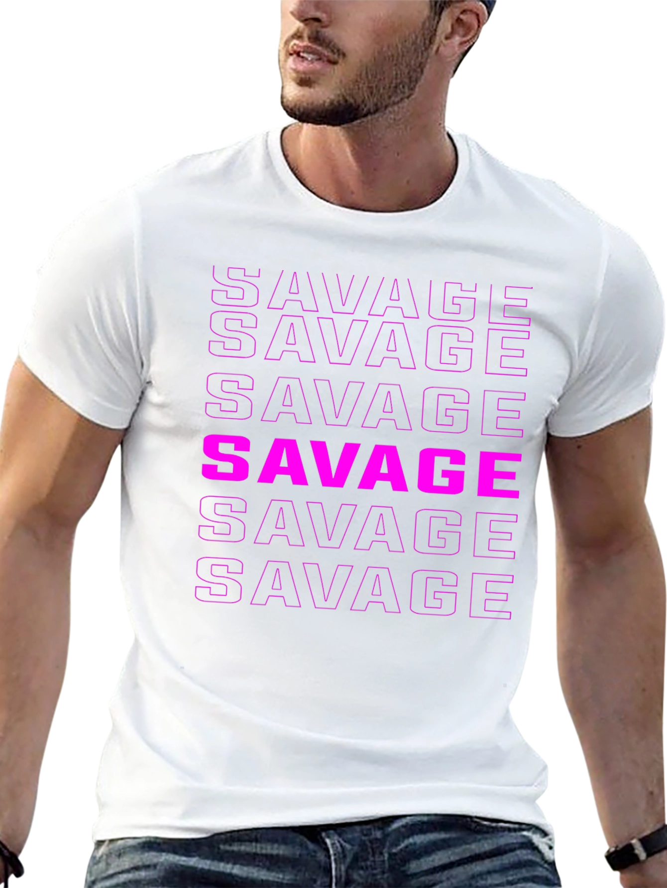 Savage Text Graphic Print Tee - Black