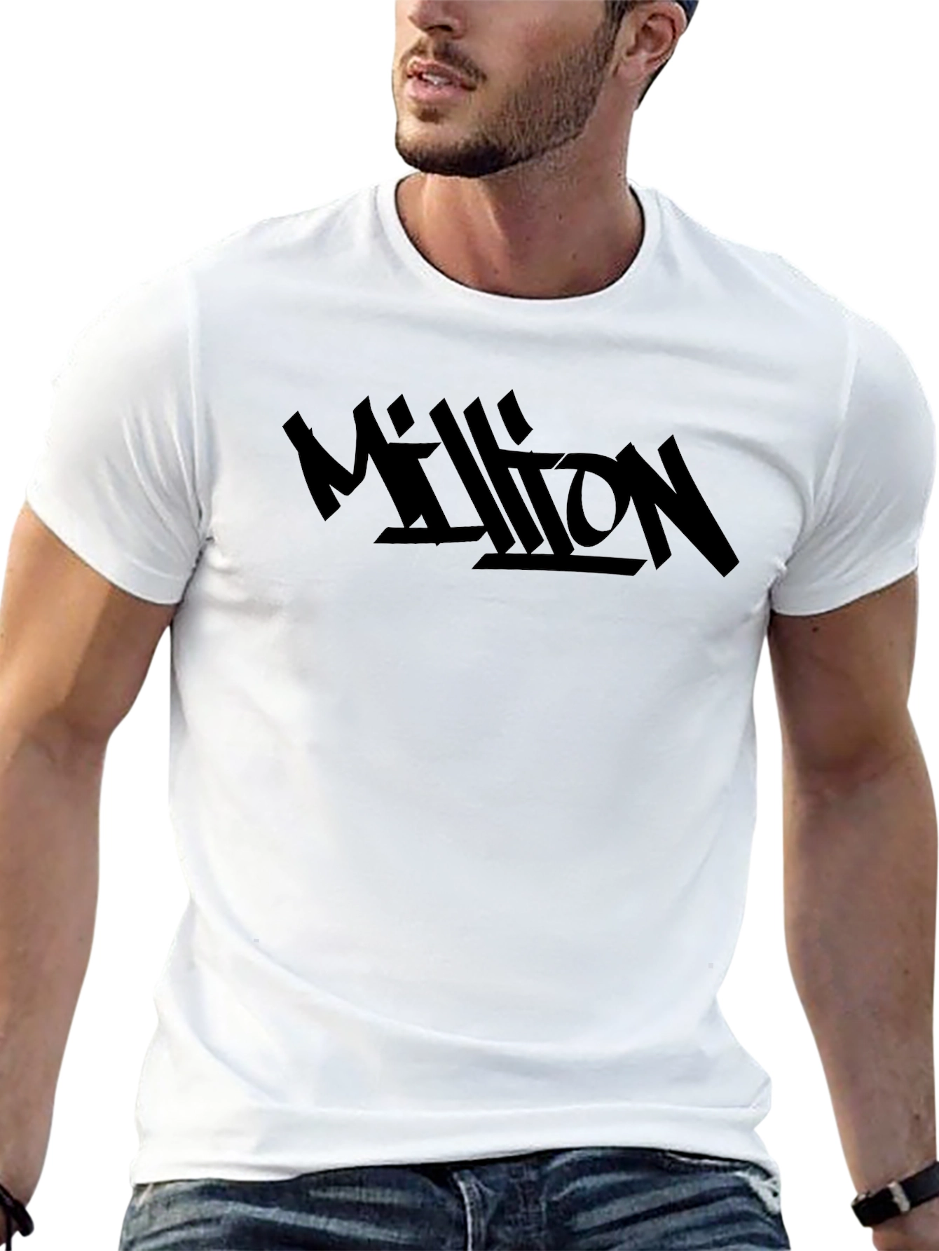 Million Graphic Tee - Black Cotton Blend