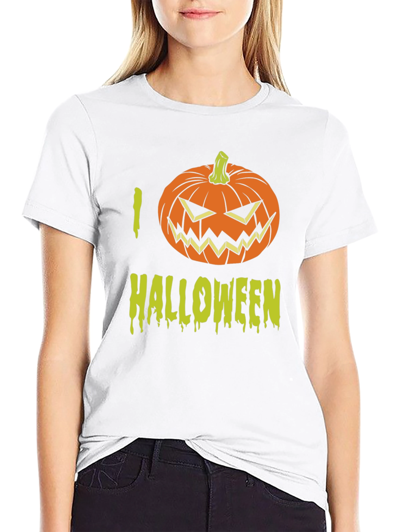I Love Halloween T-Shirt with Pumpkin Graphic
