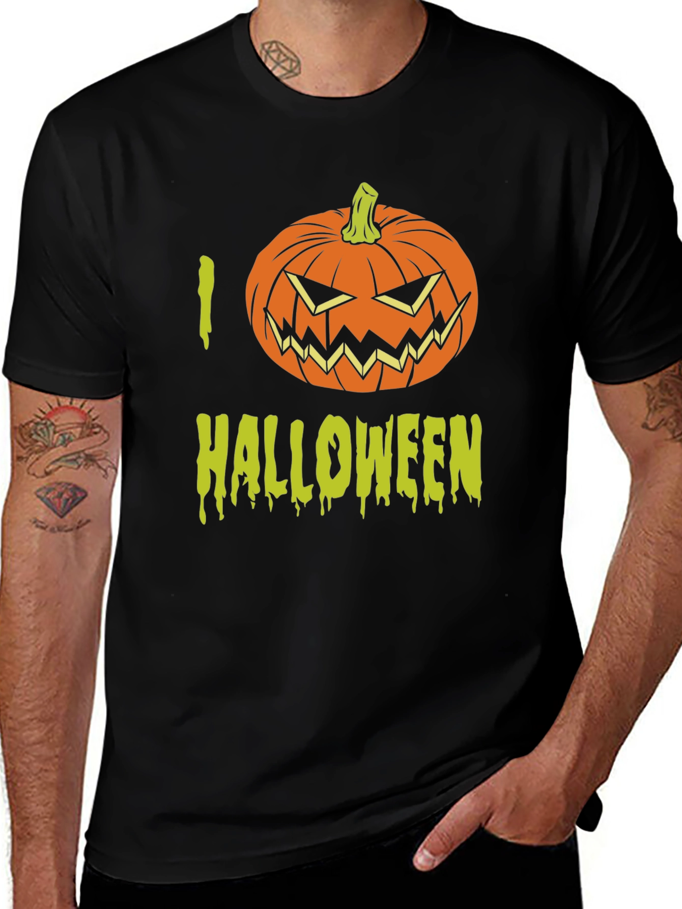 I Love Halloween T-Shirt with Pumpkin Graphic