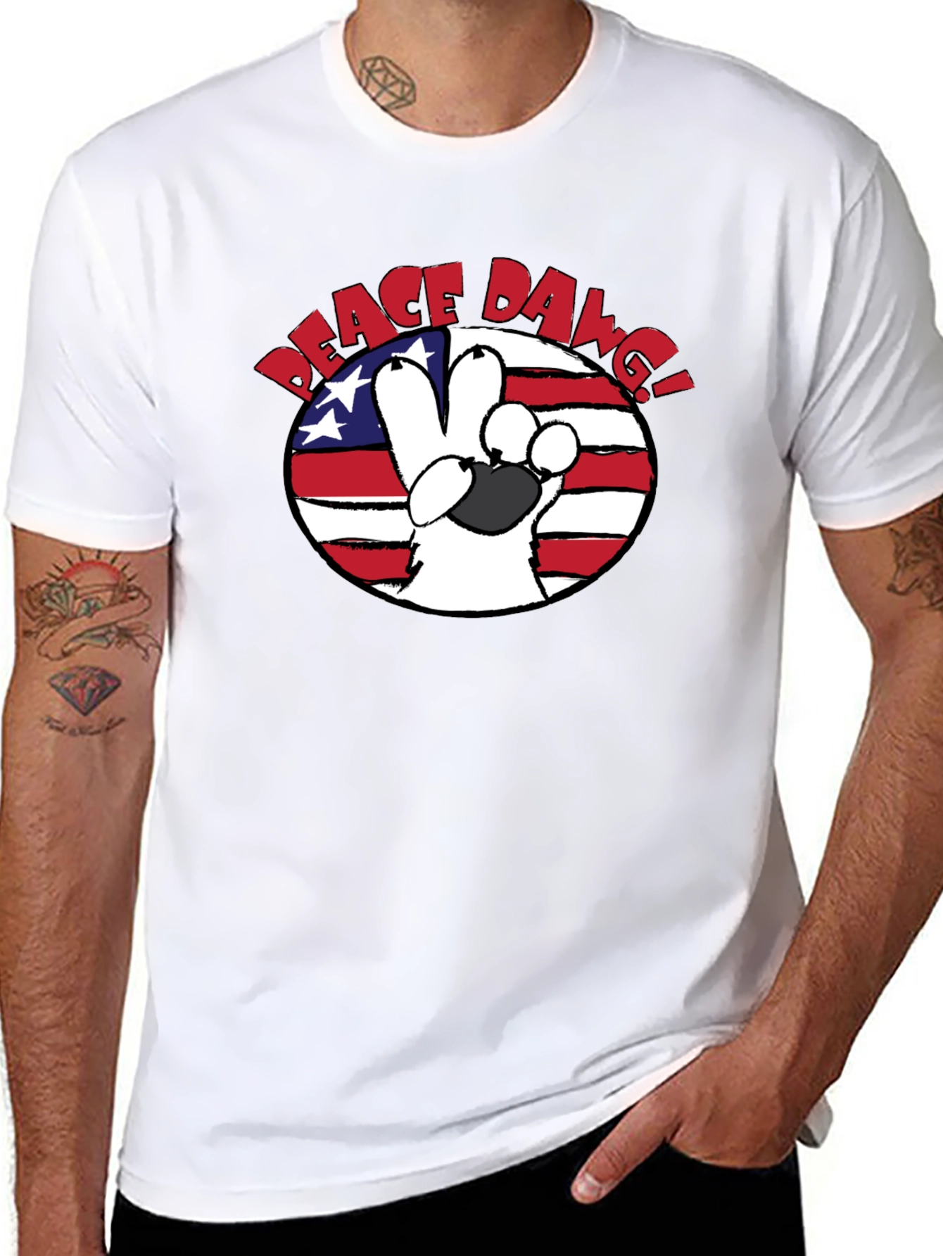 Peace Dawg T-Shirt - Patriotic Dog Lover Tee
