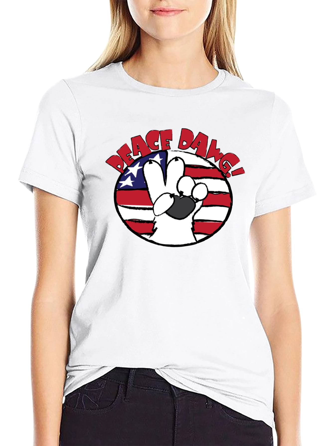 Peace Dawg T-Shirt - Patriotic Dog Lover Tee