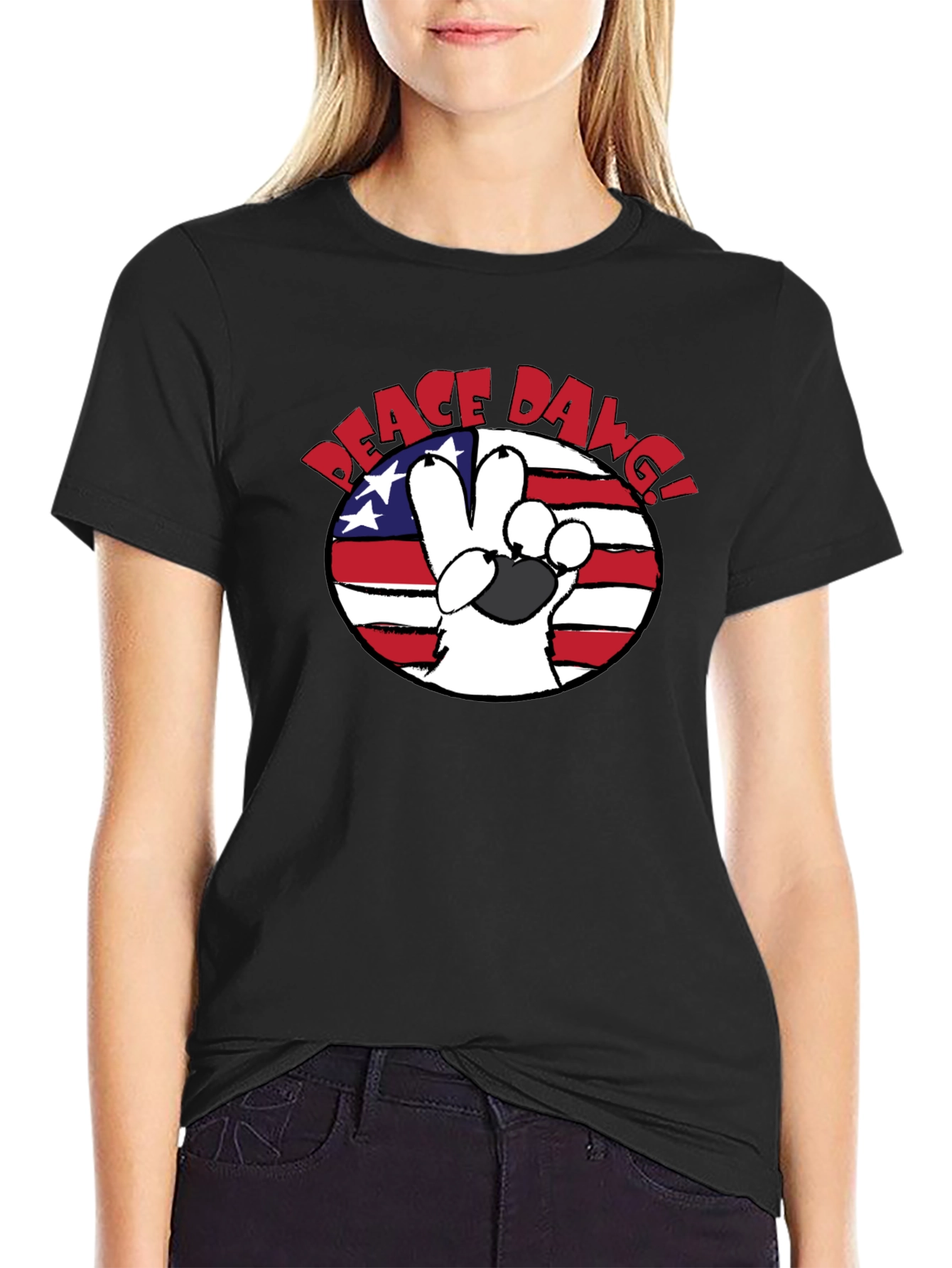 Peace Dawg T-Shirt - Patriotic Dog Lover Tee