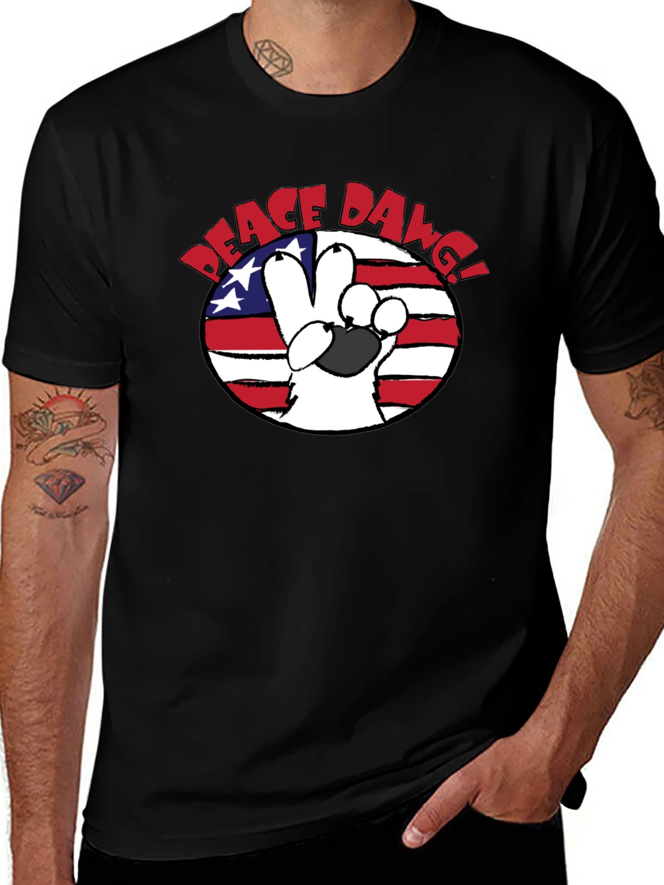 Peace Dawg T-Shirt - Patriotic Dog Lover Tee