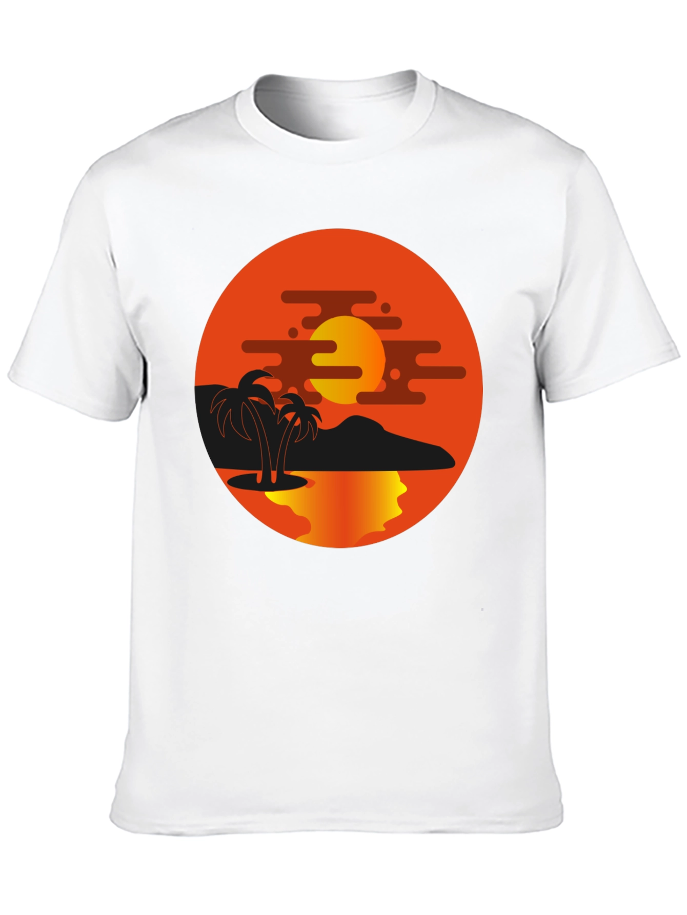 Sunset Palm Tree Graphic Black T-Shirt