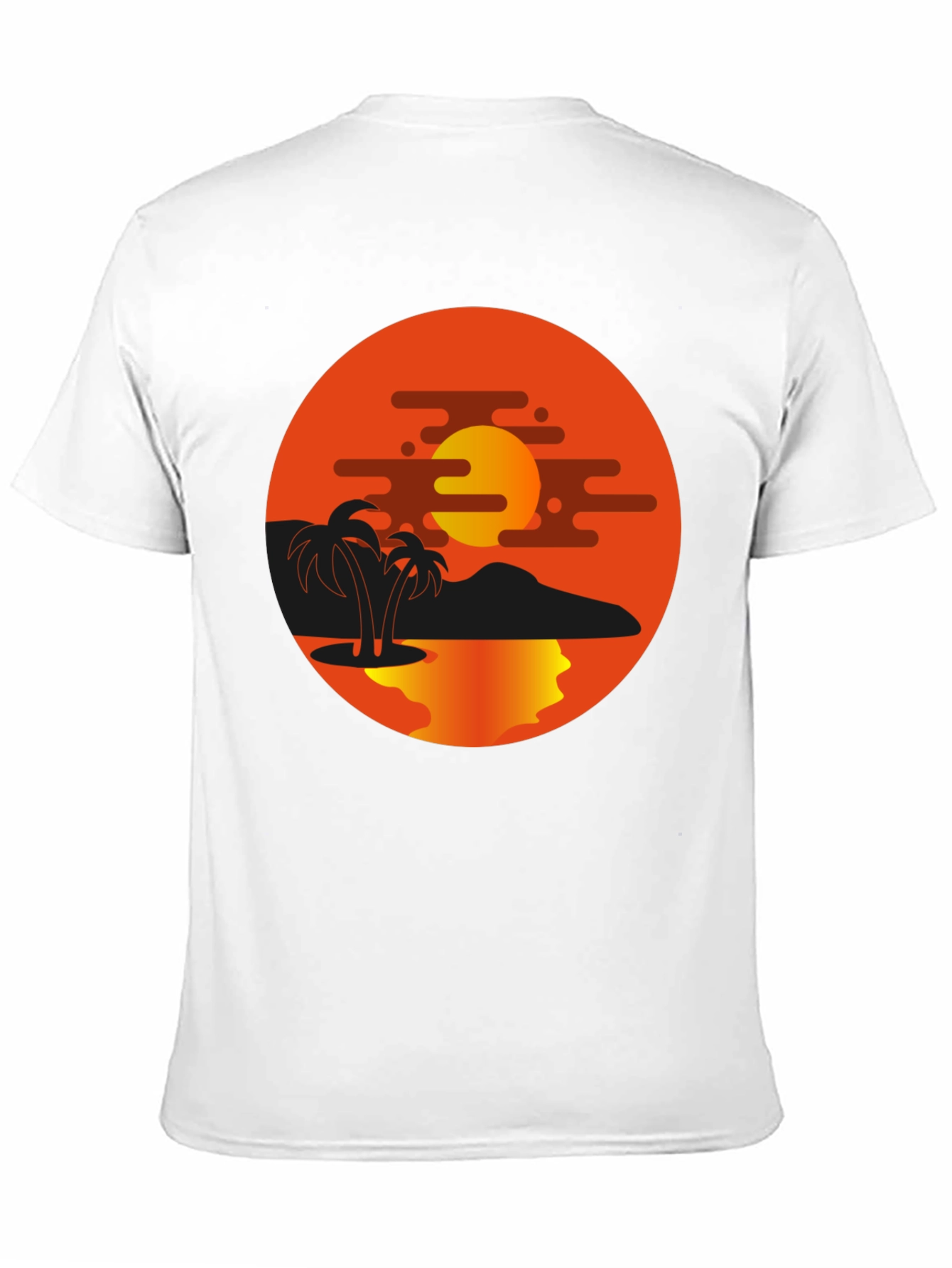 Sunset Palm Tree Graphic Black T-Shirt